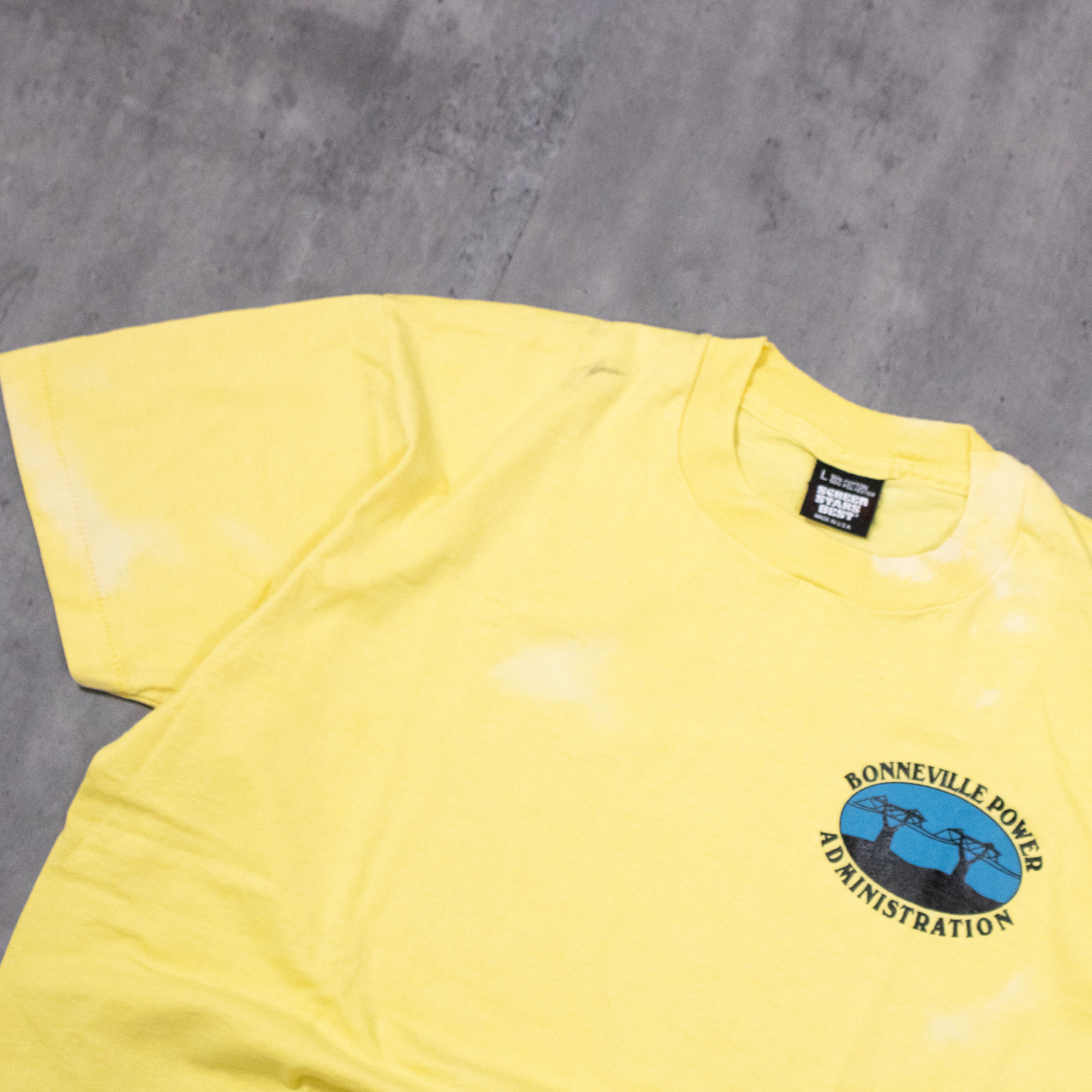 Vintage Vintage 1990’s Bonneville Power Single Stitch Yellow Tee Size US L / EU 52-54 / 3 - 6 Thumbnail