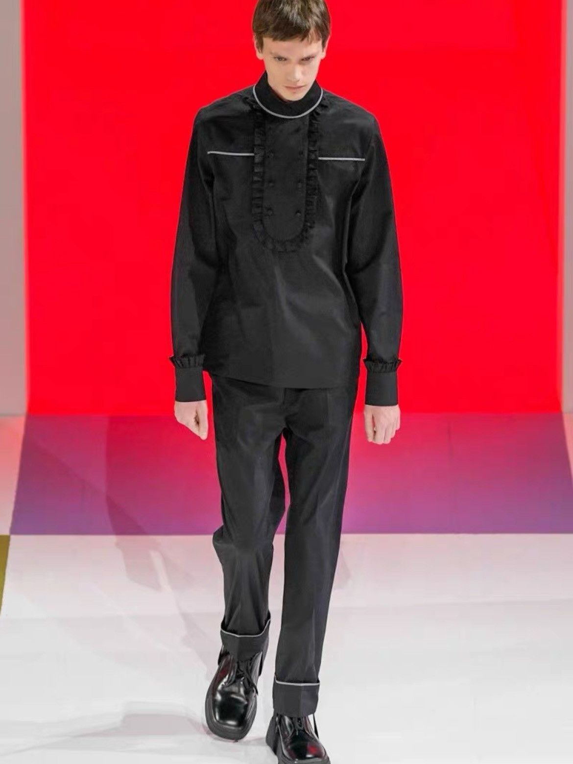 Prada Sz 40 prada runway formal neck shirt Size US L / EU 52-54 / 3 - 6 Thumbnail