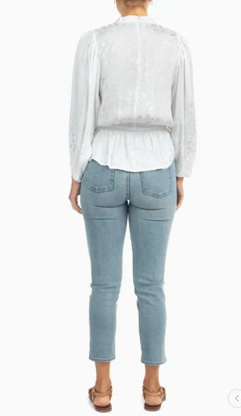 BTFL BTFL-Life V Neck Lantern Top Jacquard Elastic White Boho Size M / US 6-8 / IT 42-44 - 11 Thumbnail