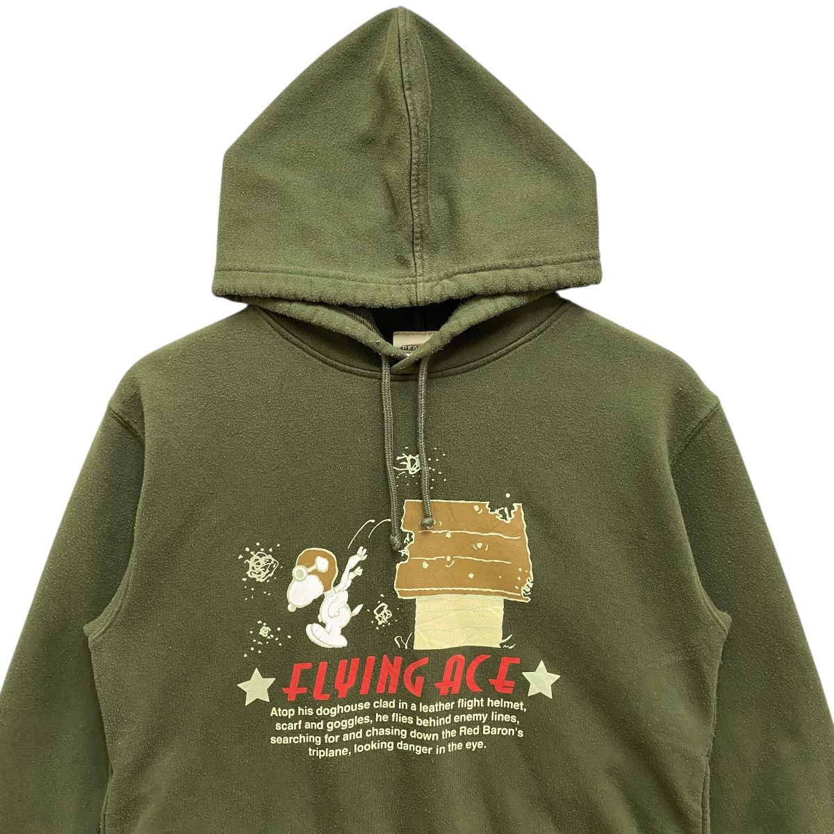 Peanuts Vintage Snoopy Hoodie Peanuts Flying Ace Olive Green Size US L / EU 52-54 / 3 - 2 Thumbnail
