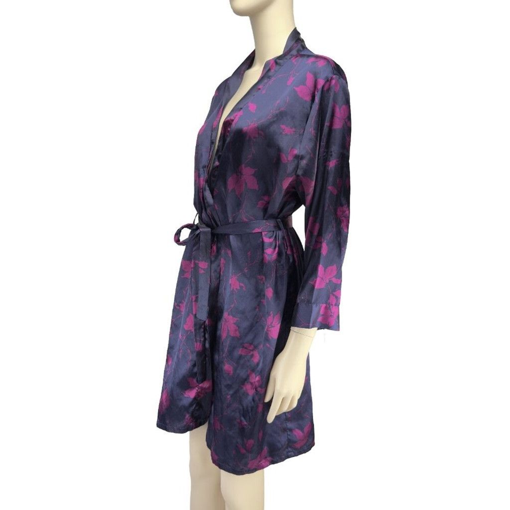 Charles Jeffrey LOVERBOY LVER Satin Purple and Pink Floral Kimono Bathrobe Robe sz S Size ONE SIZE - 2 Thumbnail