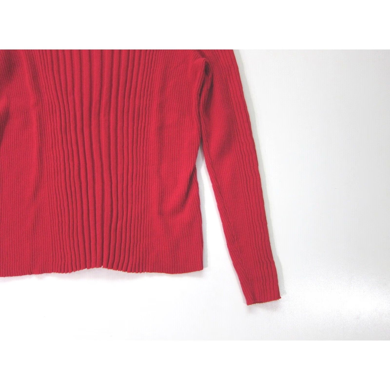 Liz Claiborne Liz Claiborne Career Red Ribbed Cotton Stretch Gold Button Crew Neck Sweater XL Women Knit Pullover Size XL / US 12-14 / IT 48-50 - 6 Thumbnail