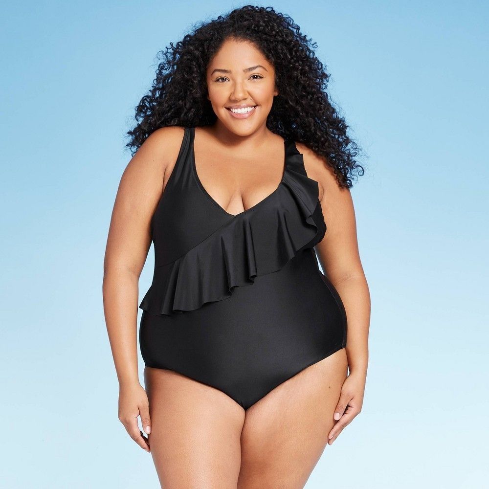 Other Women's Shoulder Ruffle Medium Coverage One Piece Swimsuit 2 Size 3XL / US 20-22 - 1 Thumbnail