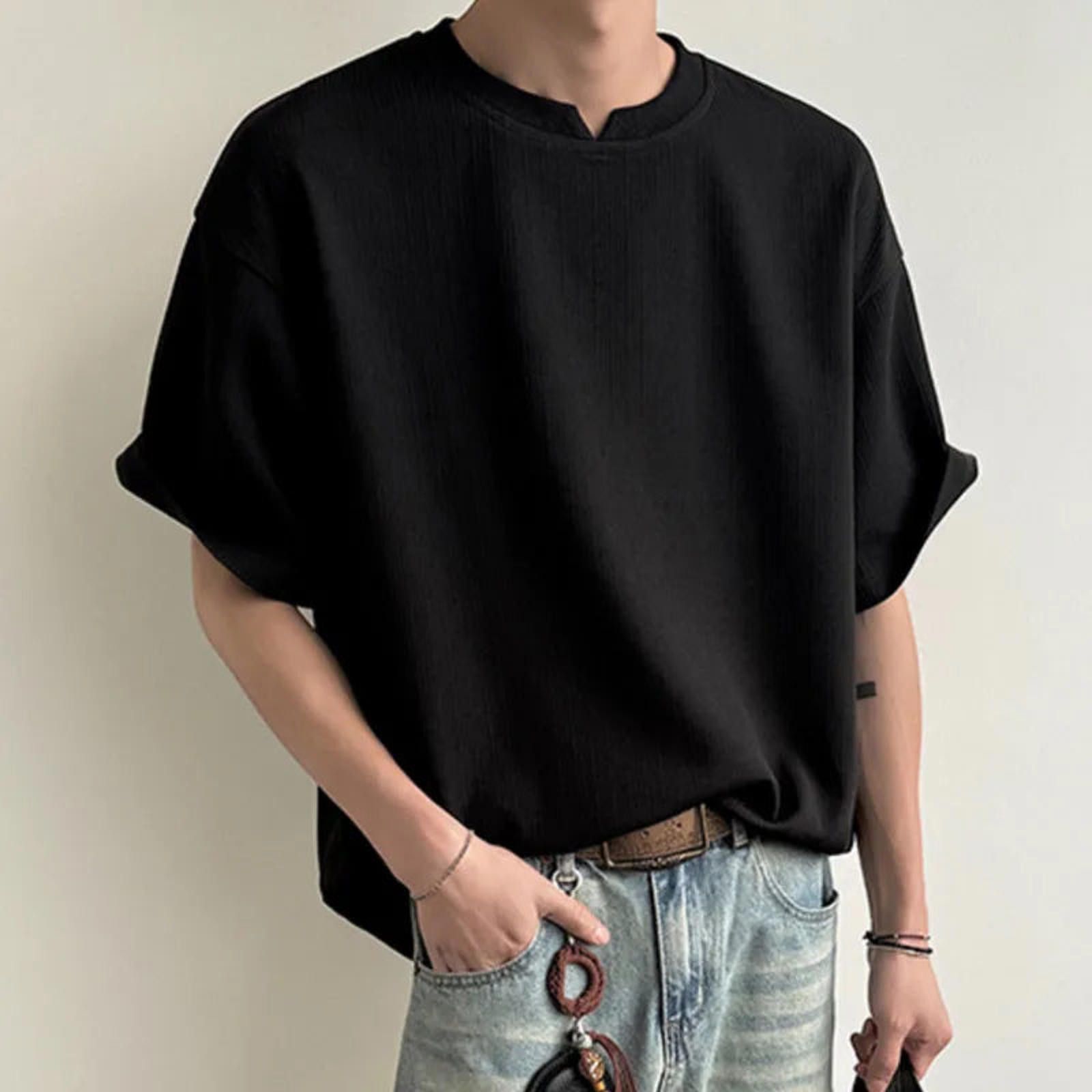 Other Casual Ribbed Short Sleeve Tee - Black Size US M / EU 48-50 / 2 - 1 Thumbnail