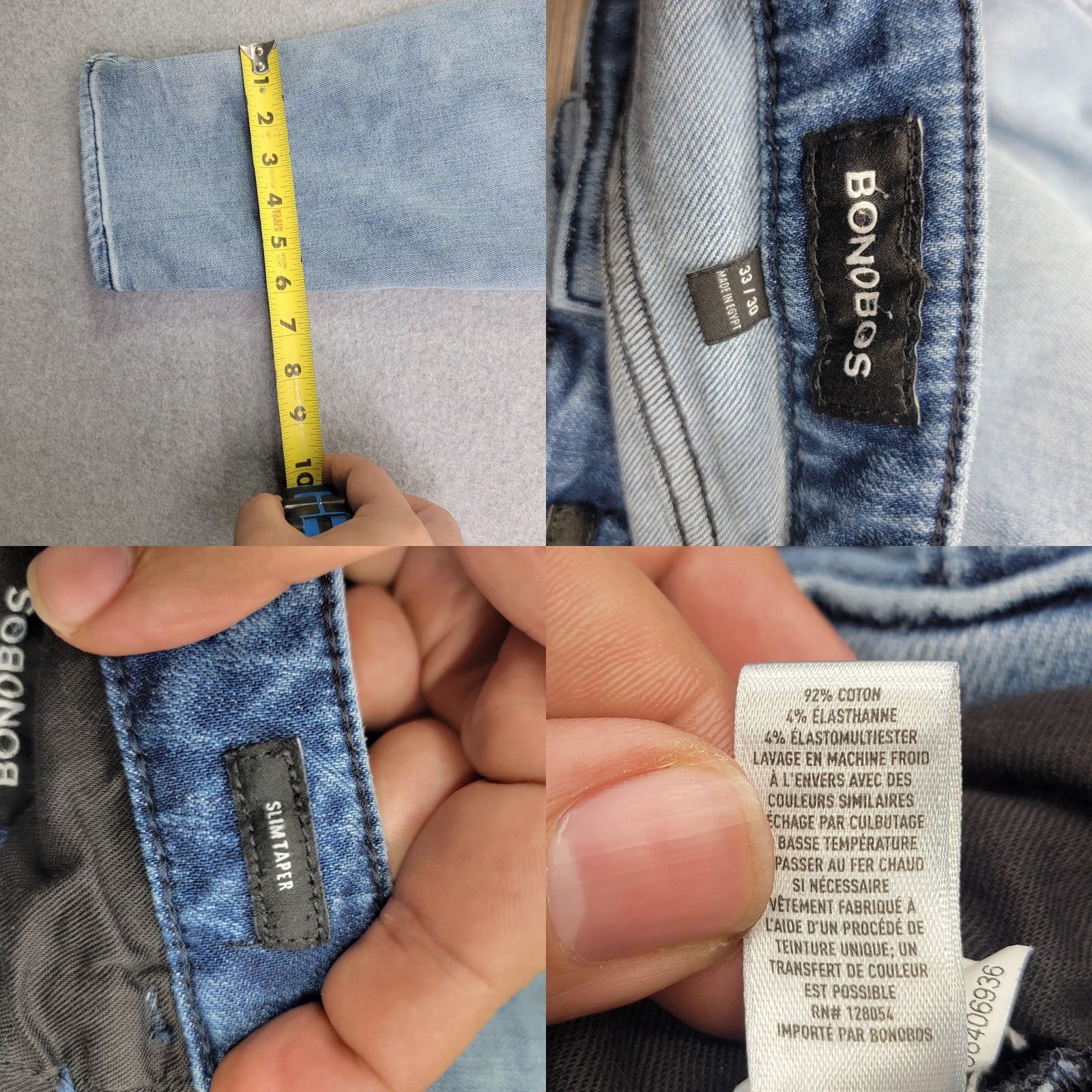 Bonobos Bonobos Slim Taper Jeans Mens 33x30 Blue Slim Tapered Light Wash Denim Shirt? Size US 33 - 9 Thumbnail