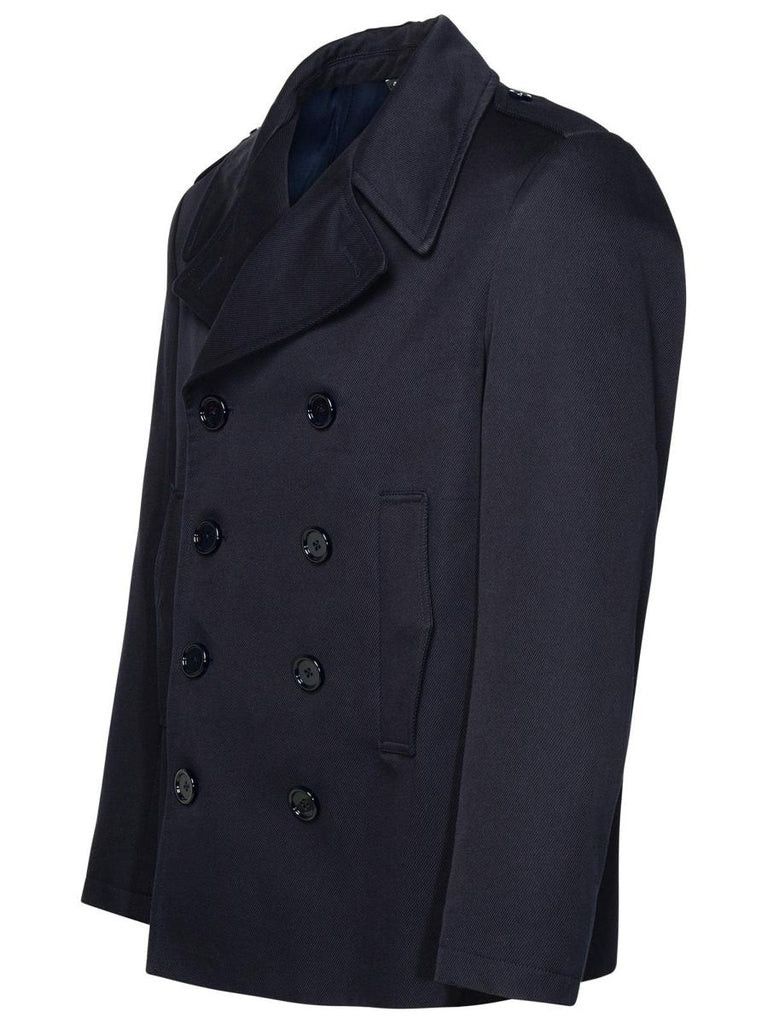 Dolce & Gabbana o1s22i1n0924 Double-breasted Cotton Twill Coat in Blue Size US M / EU 48-50 / 2 - 3 Thumbnail