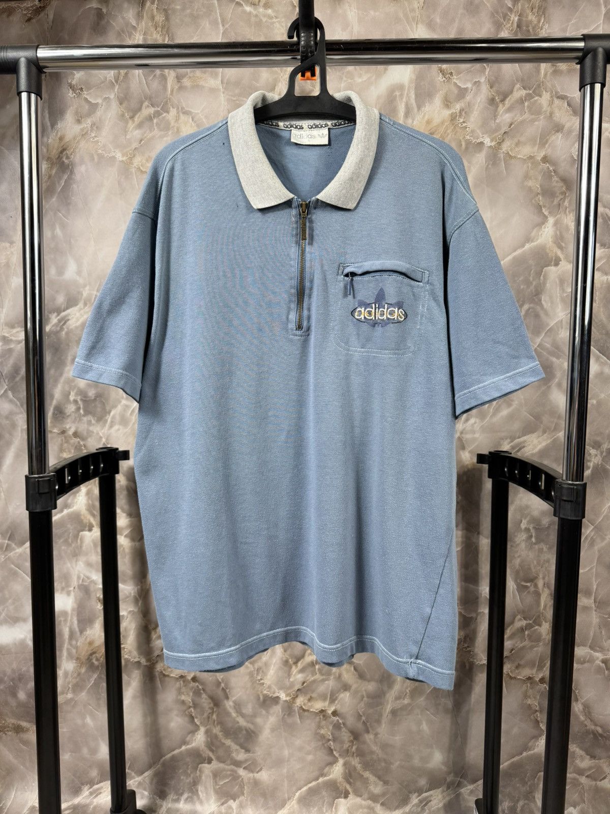 Vintage Vintage Adidas 90s 1/3 Zip Polo tee Size US L / EU 52-54 / 3 - 1 Thumbnail