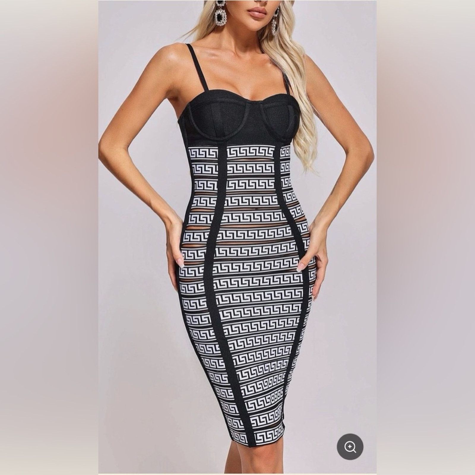 Other Elegant Black and White Geometric Bodycon Glam Dress size S Size S / US 4 / IT 40 - 1 Thumbnail