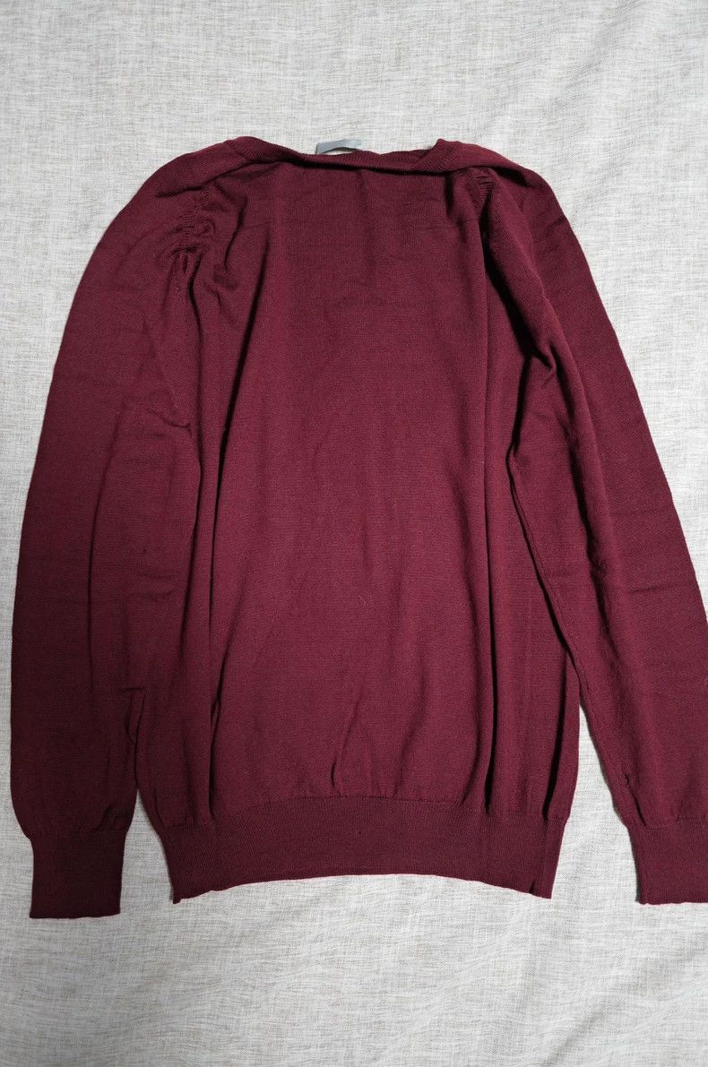 Dior Dior Wine red V-neck scar openwork sweater Size XL / US 12-14 / IT 48-50 - 2 Thumbnail