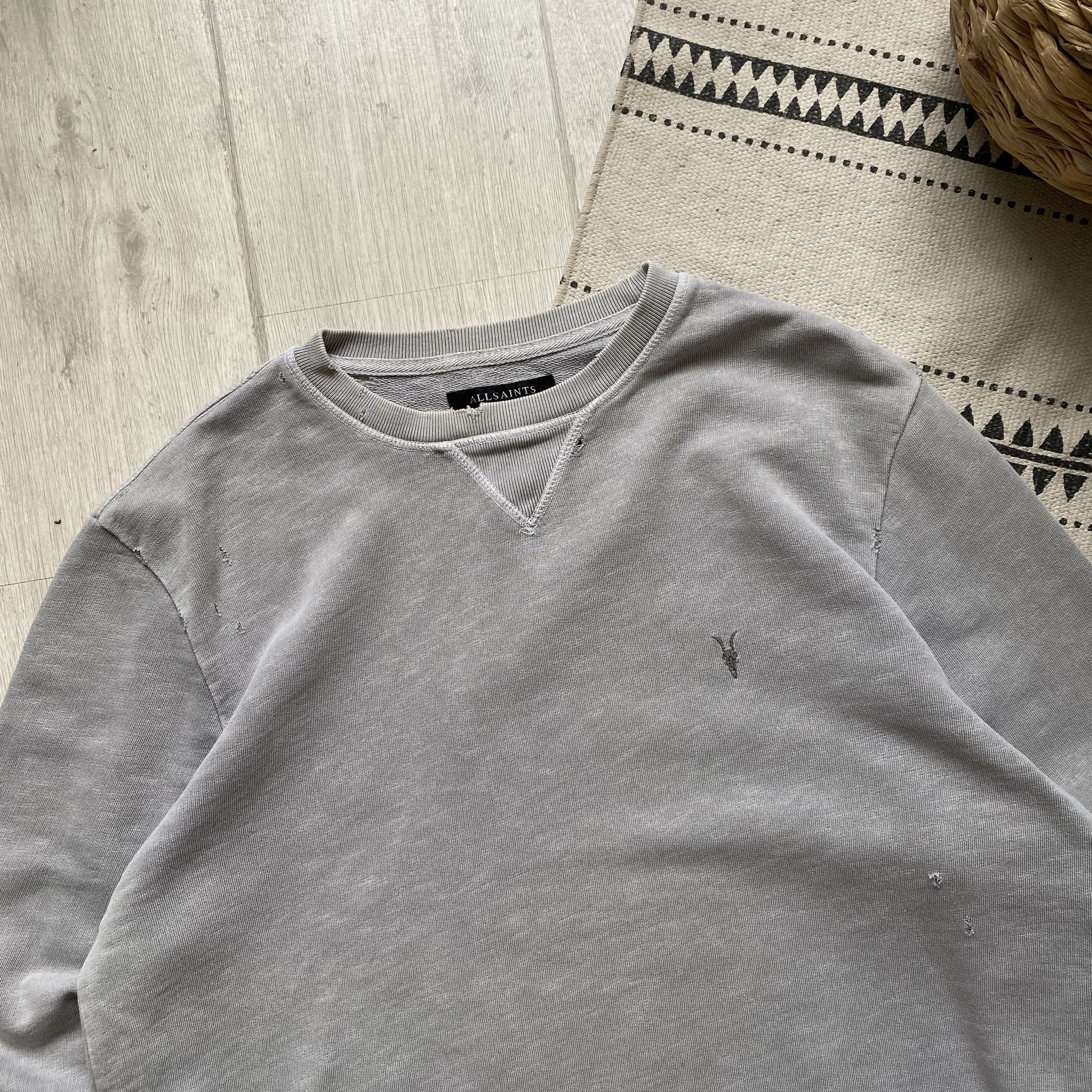 Allsaints Vintage ALLSAINTS Distressed sweatshirt Gray Sonewash Size US M / EU 48-50 / 2 - 2 Thumbnail