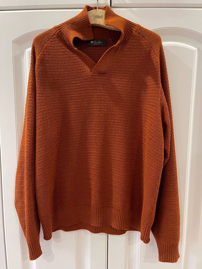 LORO PIANA Knitted Polo shirt in brick red