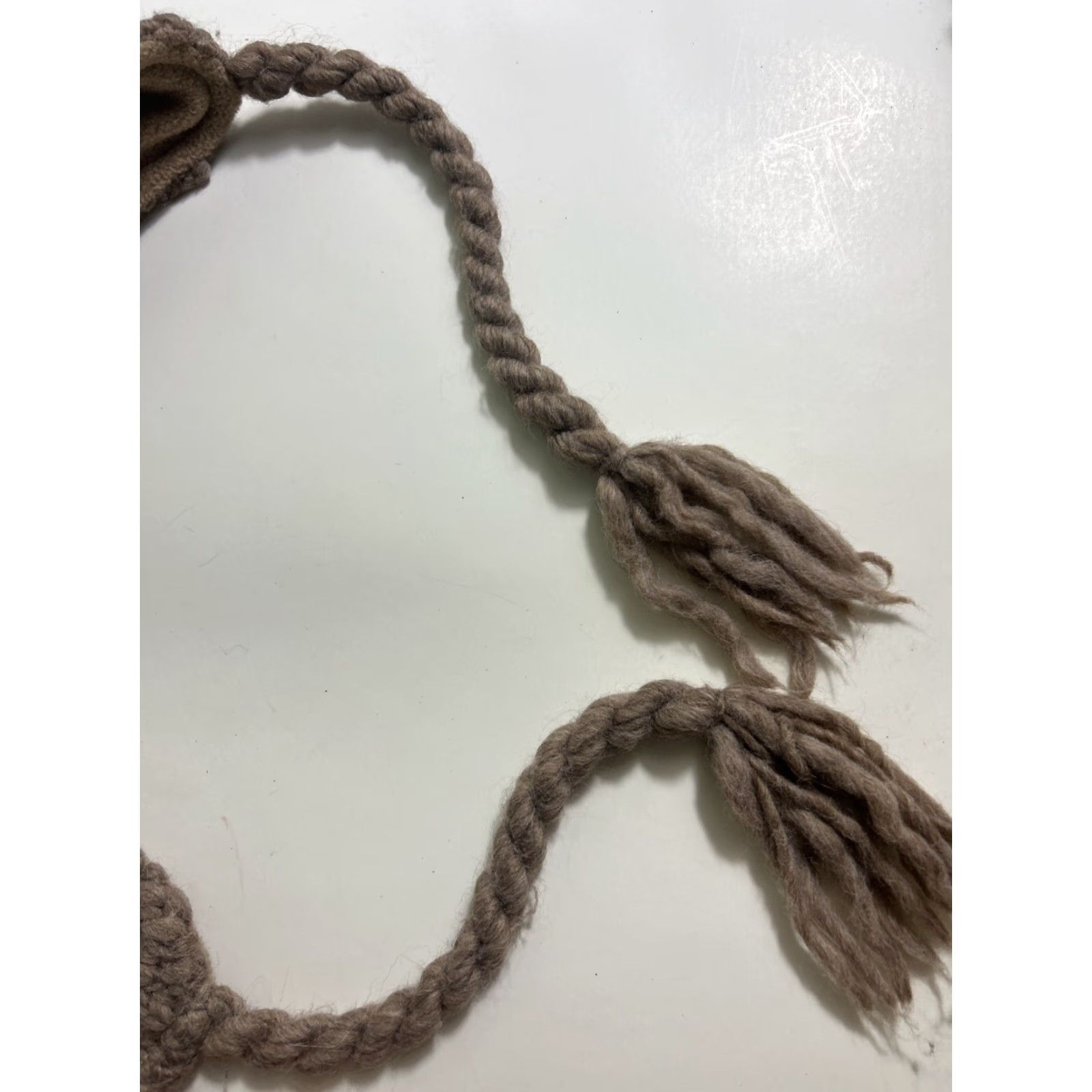 American Eagle Outfitters American Eagle Womens Beanie Wool Blend Knit Tassels Snow Brown One Size Size ONE SIZE - 5 Thumbnail