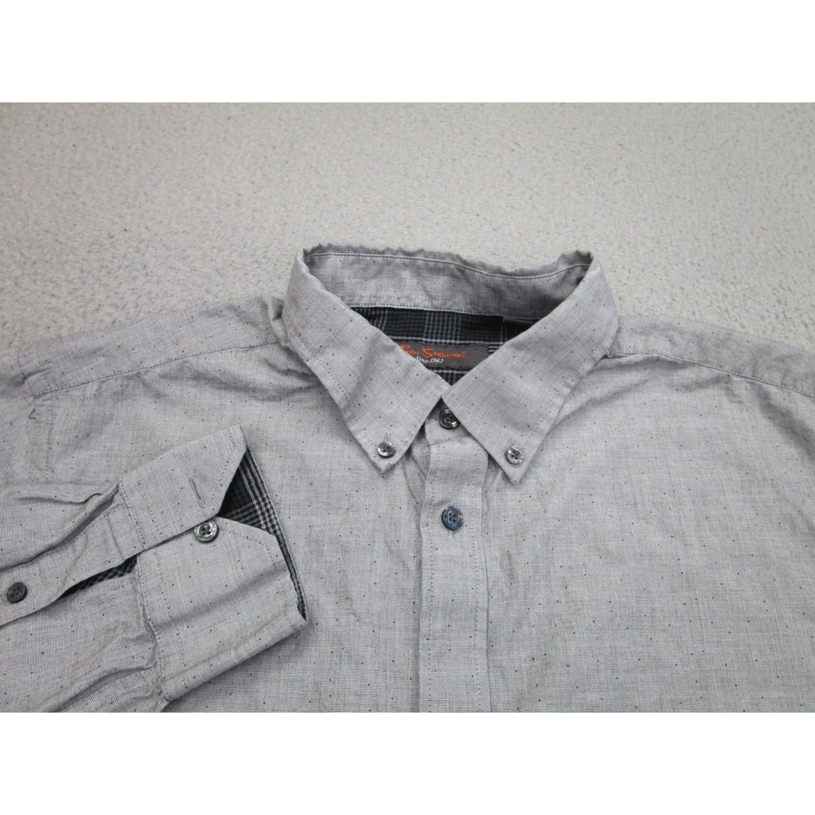 Ben Sherman Ben Sherman Shirt Mens Large Gray Button-Down Long Sleeve Cotton Casual Plaid Size US L / EU 52-54 / 3 - 3 Thumbnail
