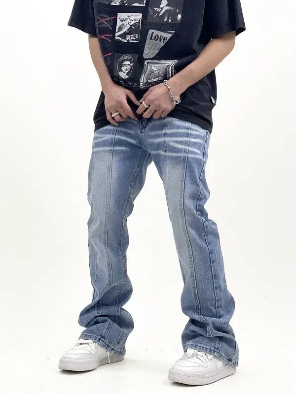 VIBE retro distressed fade flare jeans Size US 34 / EU 50 - 3 Thumbnail
