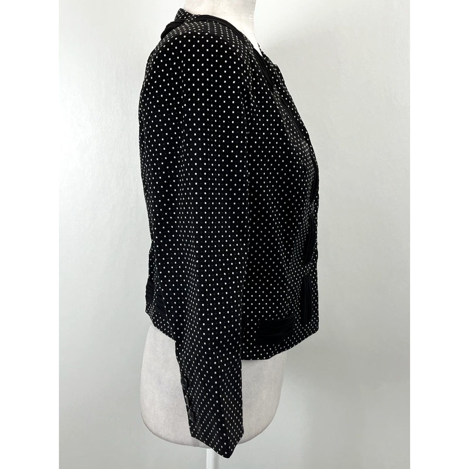 Vintage CAbi Black Polka Dot Jacket Women's Size 2 Stretch 3/4 Sleeve Blazer Size XS / US 0-2 / IT 36-38 - 4 Thumbnail