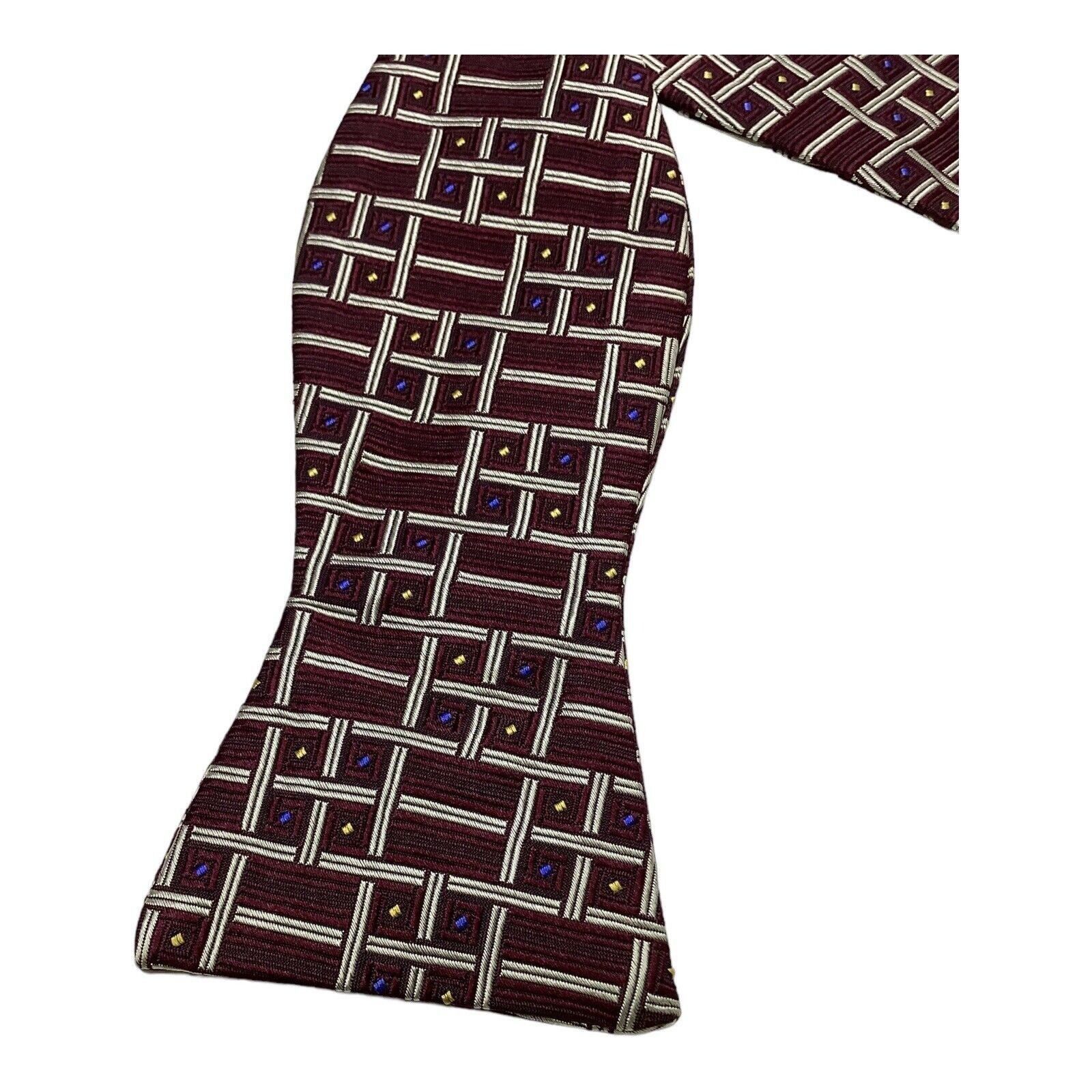 Robert Talbott ROBERT TALBOTT Burgundy Geometric Adjustable Self Bow Tie Si Size ONE SIZE - 3 Thumbnail