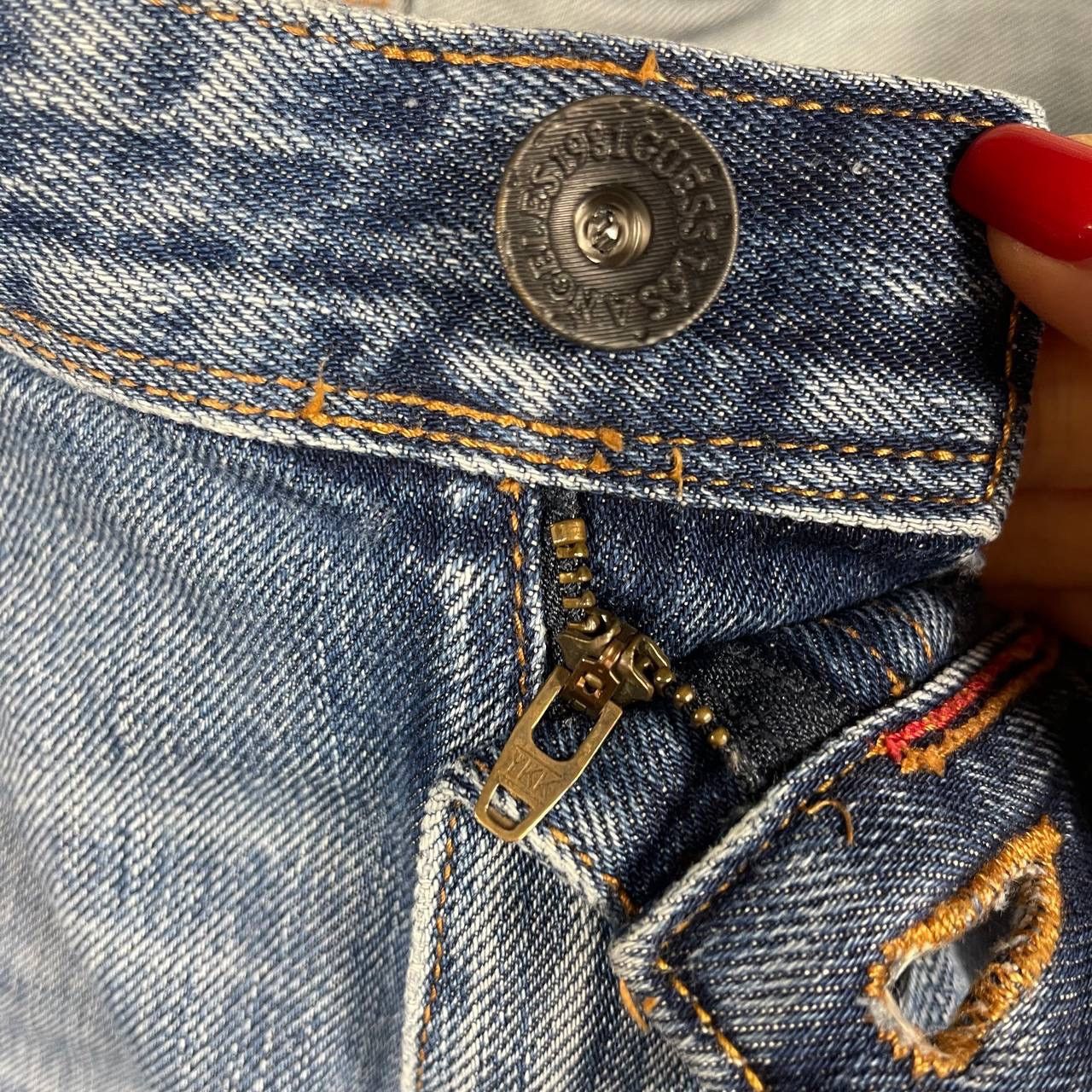Guess × Vintage Guess Premium Lincoln Distressed Patchwork Jeans - Size 33 Size US 33 - 8 Thumbnail