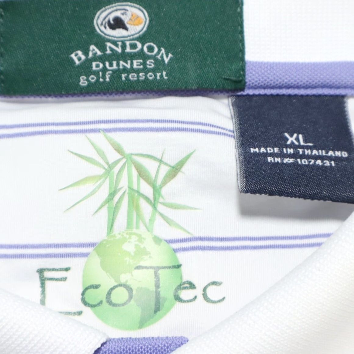 Vintage Bandon Dunes Eco Tee Golf Stretch Striped Polo Shirt White Men's XL Shirt Size US XL / EU 56 / 4 - 5 Thumbnail