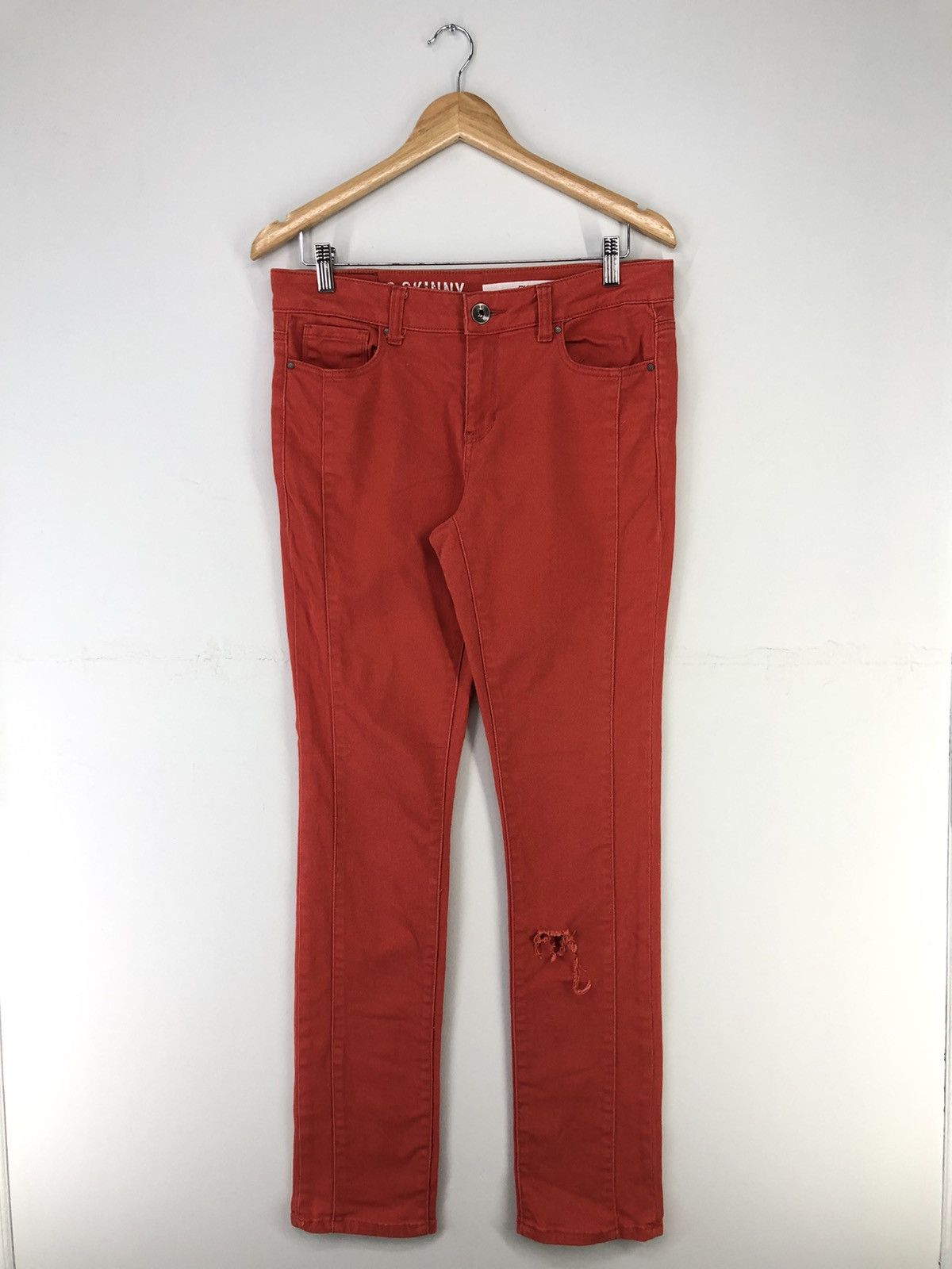 image of Distressed Denim x Dkny Jeans Distressed Soho Skinny Orange Jeans, Men's (Size 31)