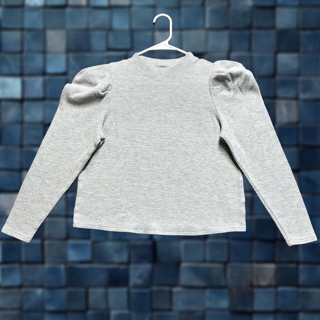 Vintage WHO WHAT WEAR Top Womens Medium Thermal Puff Sleeve Crew Neck Pullover Shirt Gray EUC Size M / US 6-8 / IT 42-44 - 1 Thumbnail