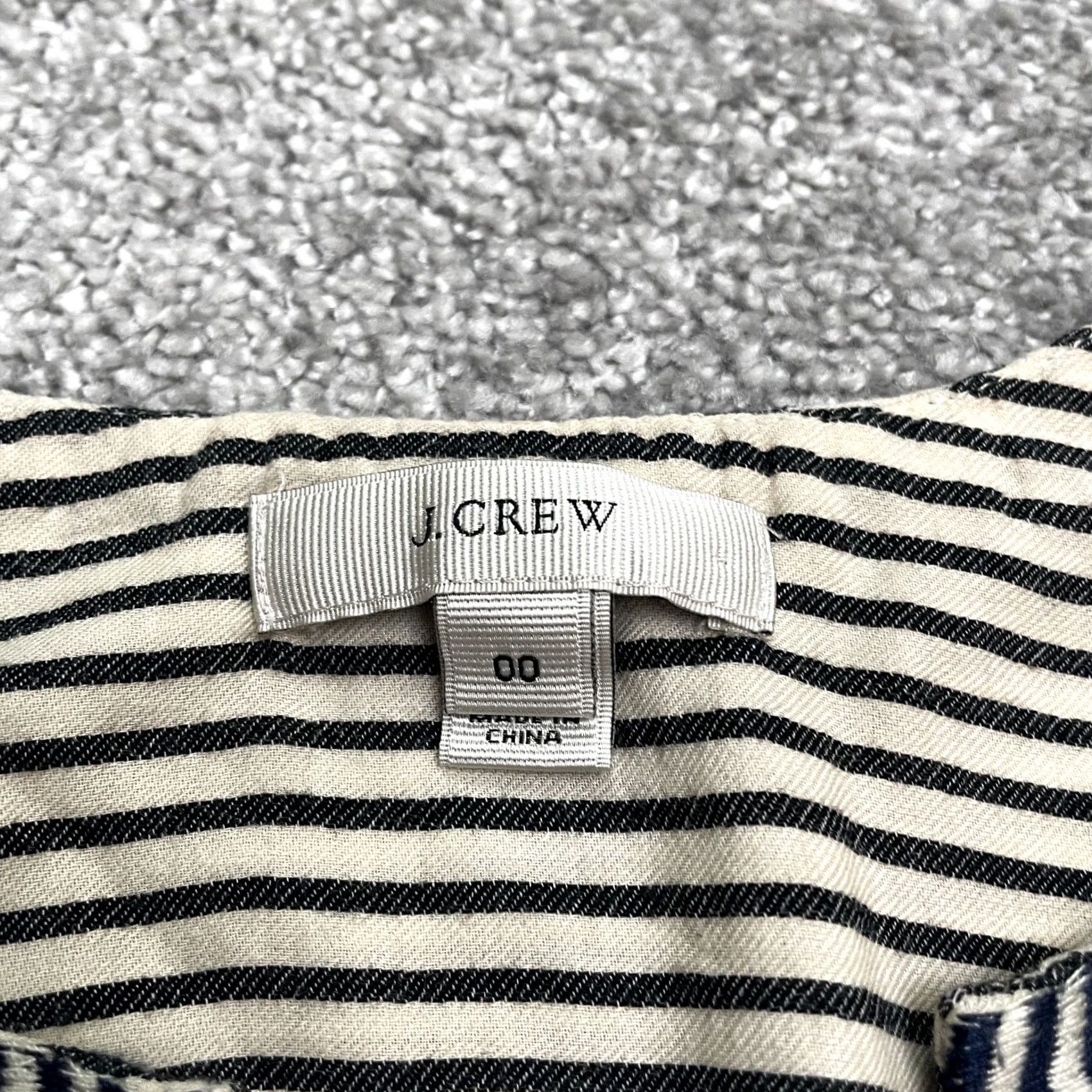 J.Crew J.Crew Embroidered Peasant Blouse Womens 00 Black Ivory Striped Casual Size XXS / US 00 / IT 34 - 6 Thumbnail