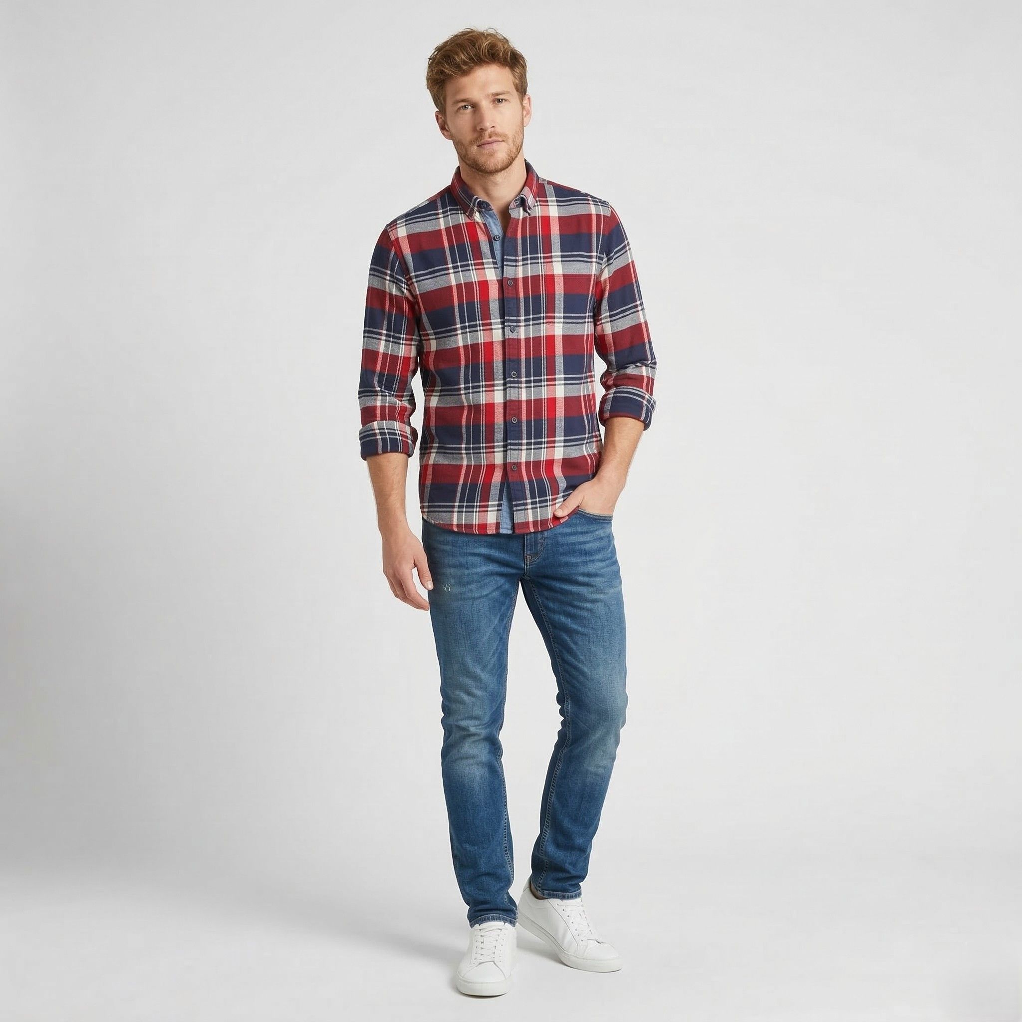 Pretty Green Pretty Green Men L Casual Shirt Red Check Pullover 2718 Size US L / EU 52-54 / 3 - 1 Thumbnail