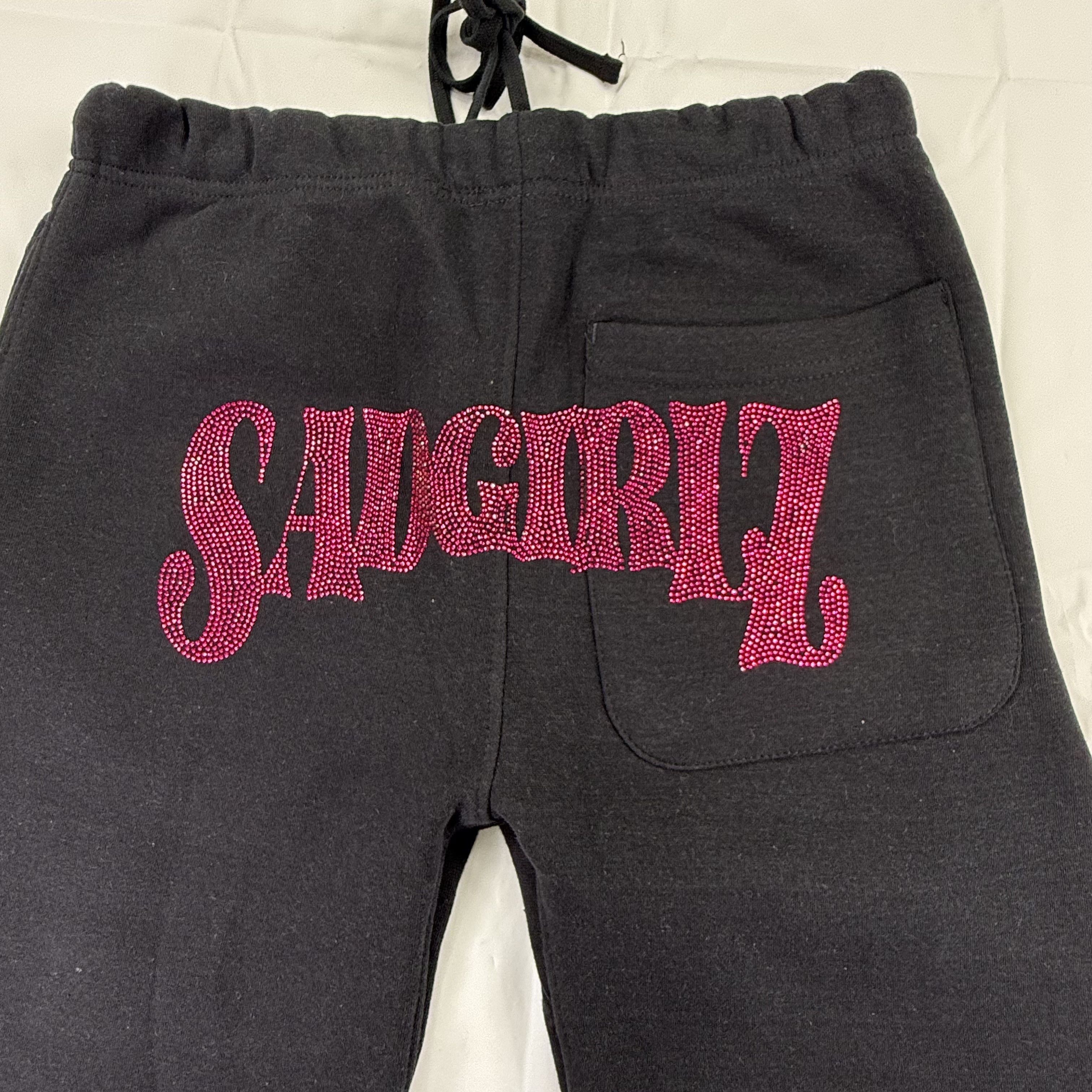 Sad Boys Sad Boyz Sad Girlz Black Rhinestone Sadgirlz Sweatpants Size 29" - 1 Thumbnail