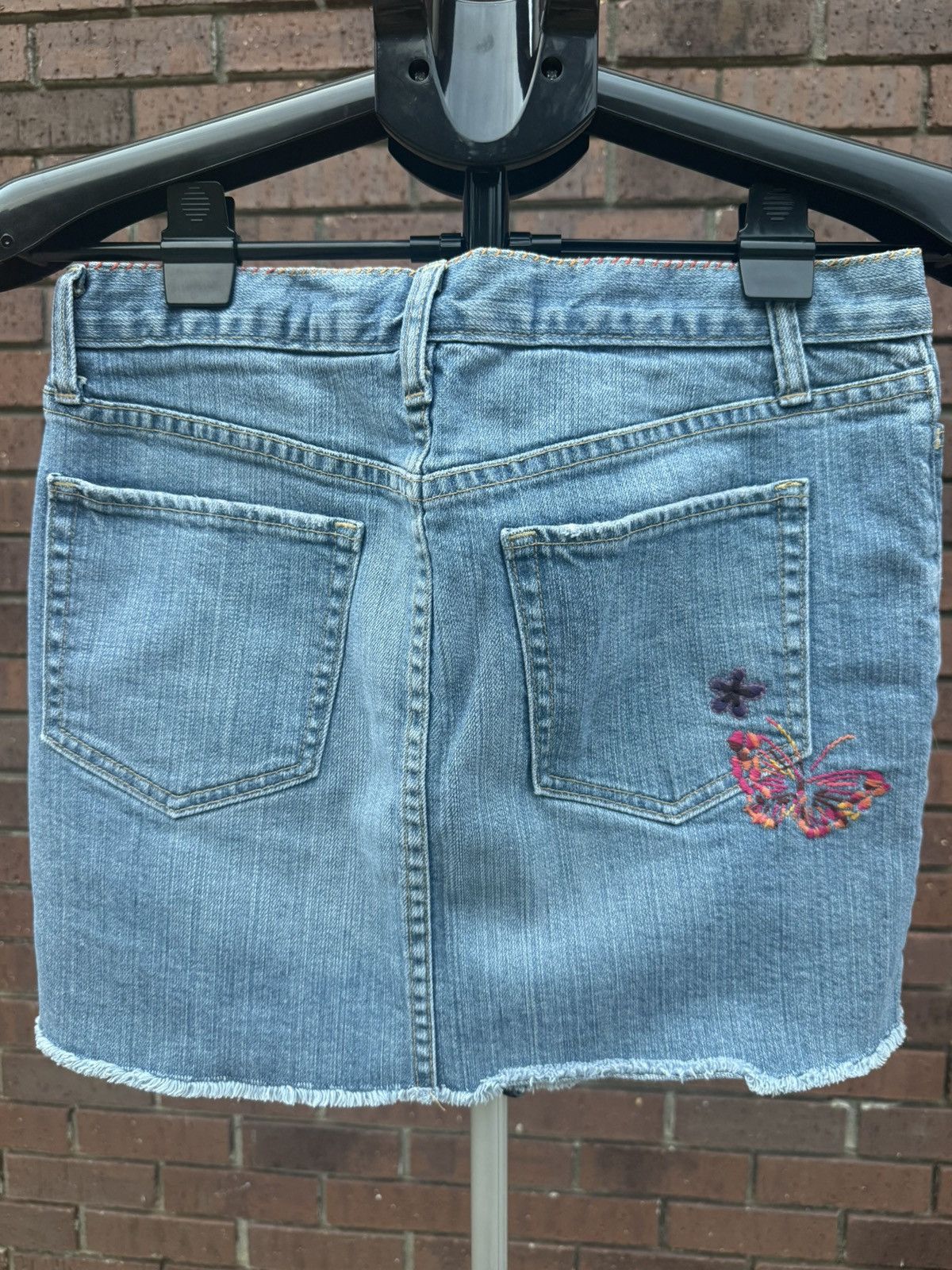 Gap GAP Y2K Vintage Blue Jean Denim Mini Skirt Embroidered Size 27" / US 4 / IT 40 - 6 Thumbnail