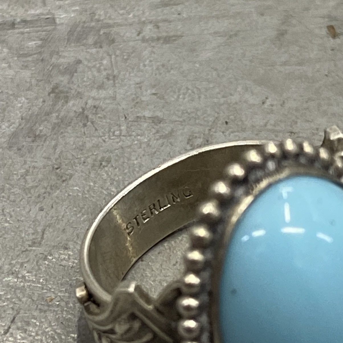 Kapital × Vintage Antique 30s 40s Sterling Silver Turquoise Art Deco Ring Size ONE SIZE - 6 Thumbnail