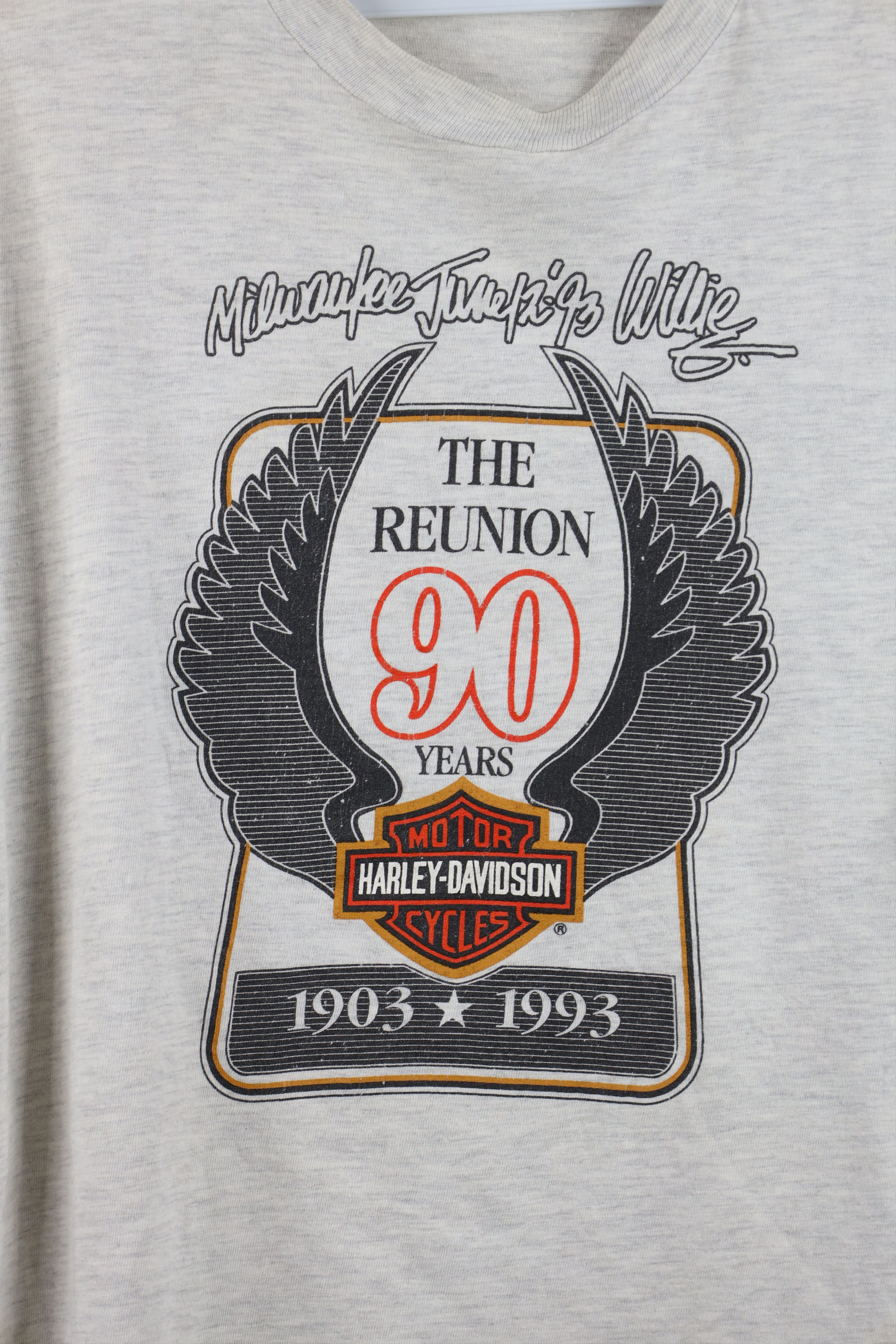 Harley Davidson × Vintage Vintage 90s Harley Davidson Willie Eagle Wings T-Shirt USA Size US XL / EU 56 / 4 - 4 Thumbnail