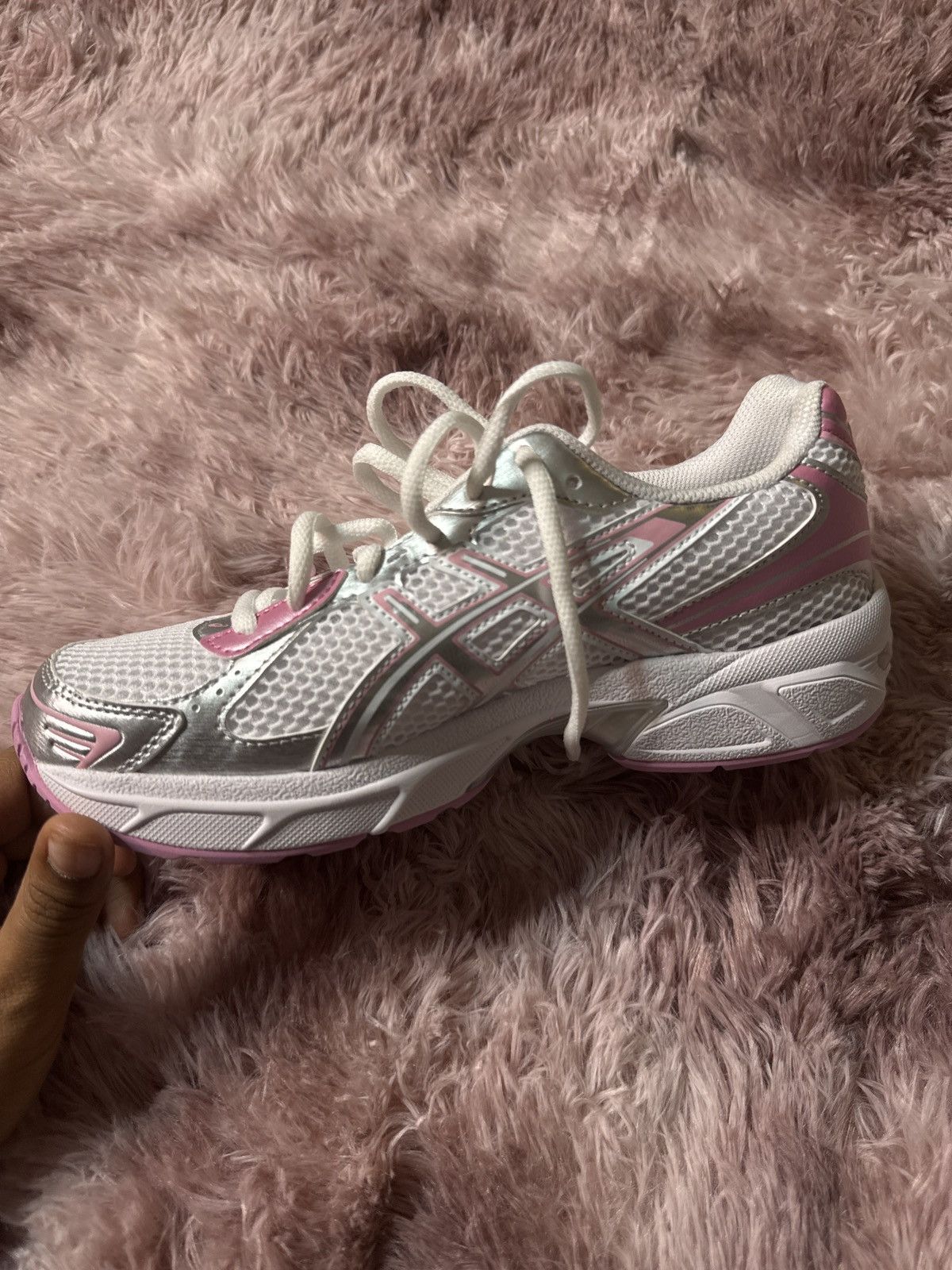 Asics White Silver Pink Asics Size US 7 / IT 37 - 5 Thumbnail