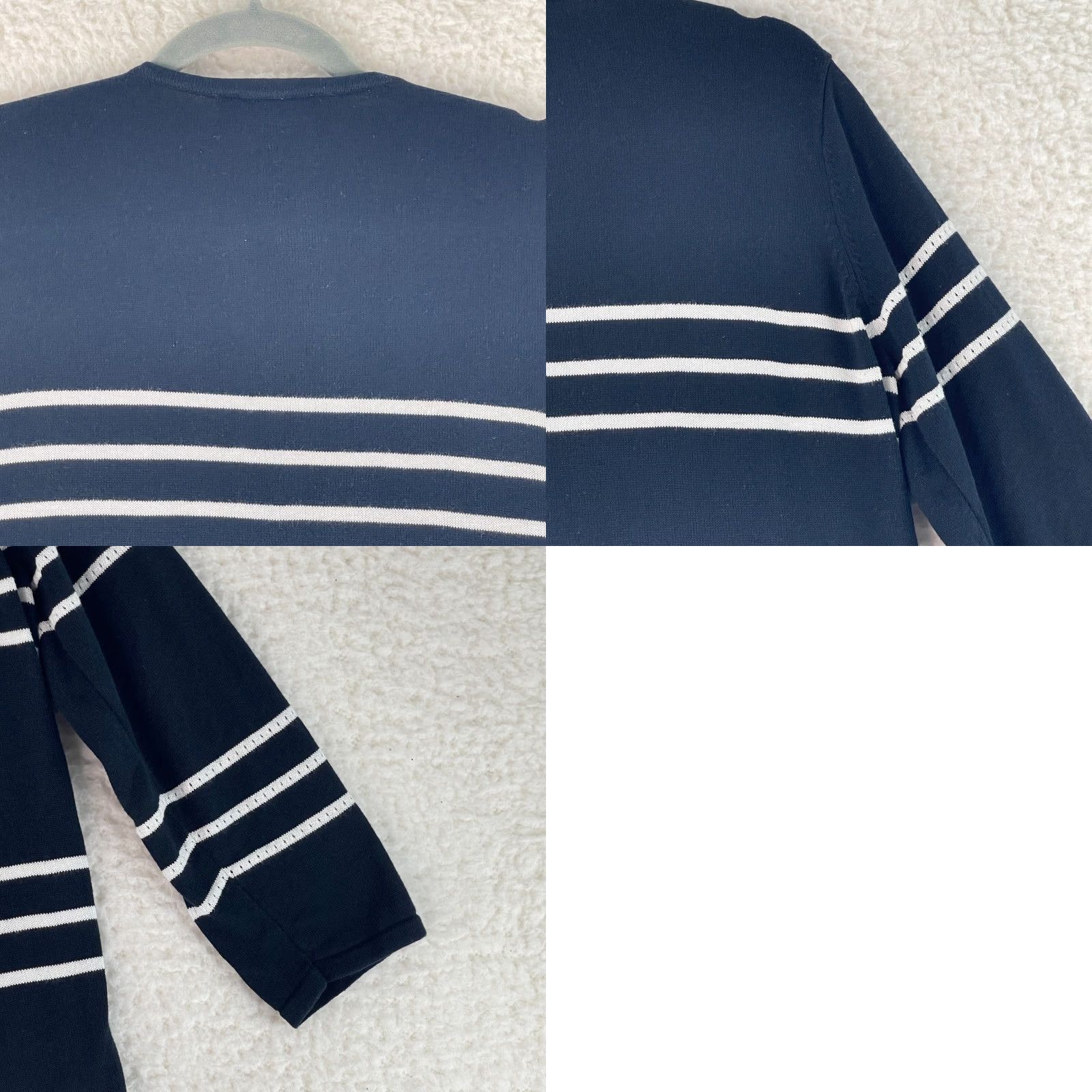Vintage Norton McNaughton Petites Black Striped Sweater Womens 3/4 Sleeve Size PL Pullover Knit Cardigan? Size L / US 10 / IT 46 - 11 Thumbnail