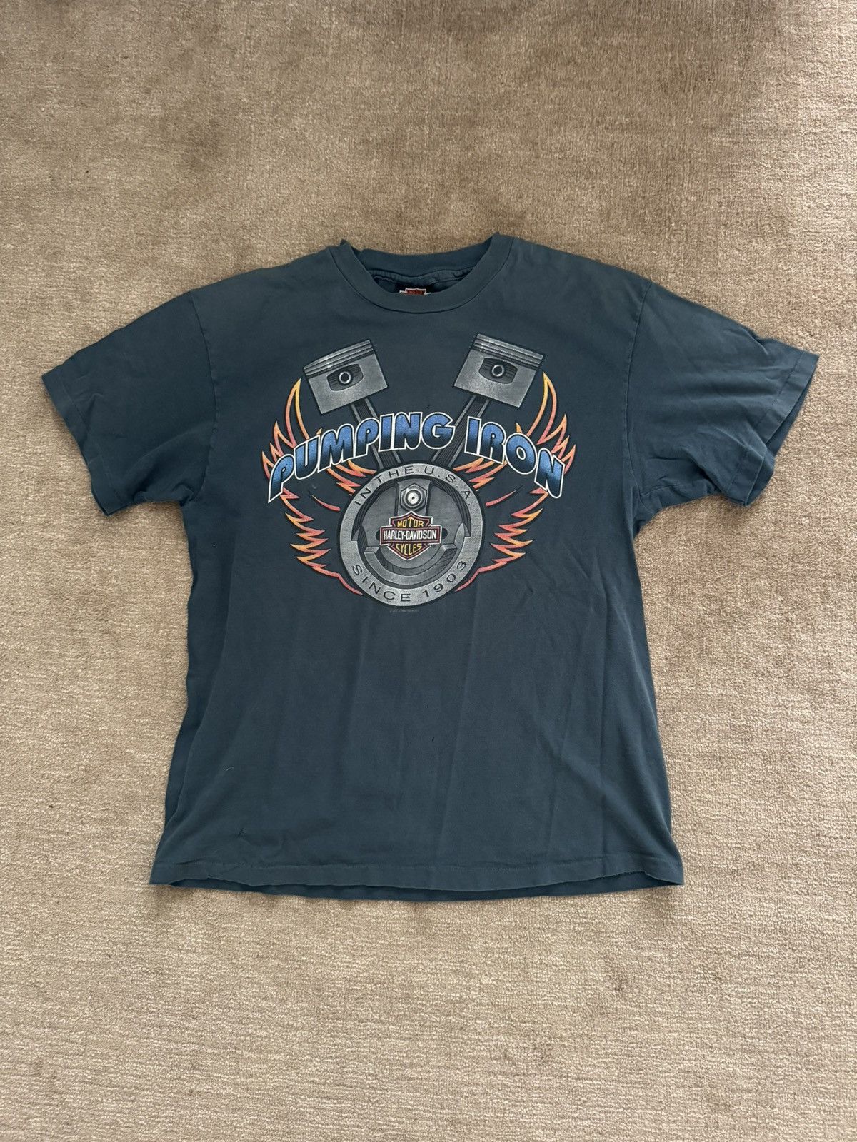 Harley Davidson × Vintage Vintage Harley-Davidson “Pumping Iron” Tee Size US M / EU 48-50 / 2 - 1 Thumbnail