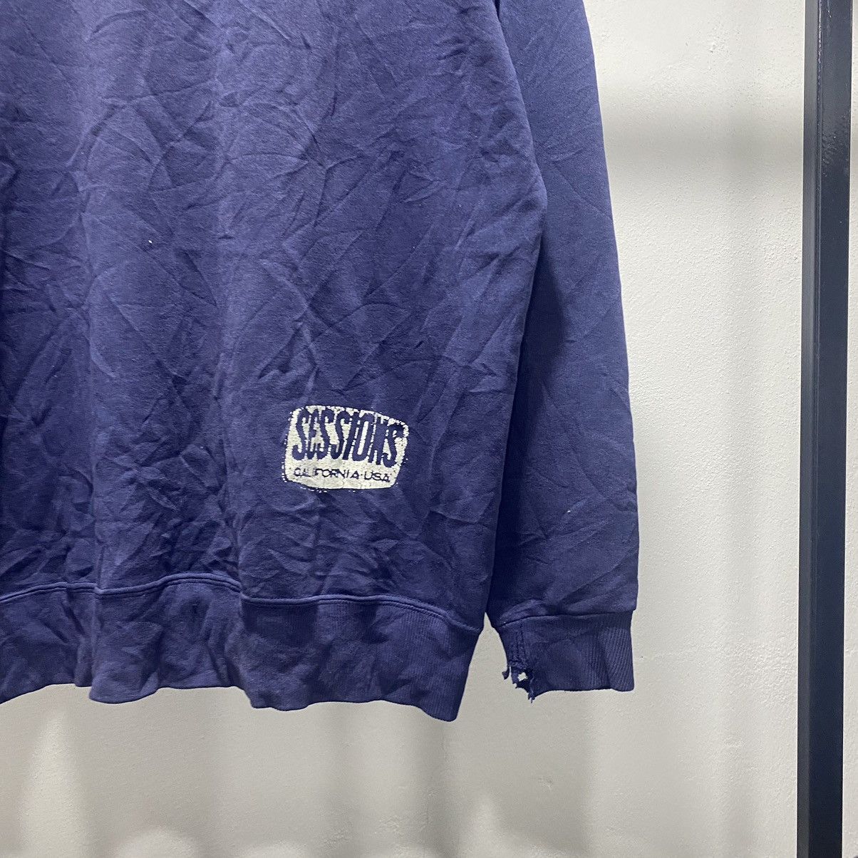 Sessions × Shorty's Skateboards × Vintage Rare💥 Vintage 80s Sessions Skate Distress Sweater Rayon Size US L / EU 52-54 / 3 - 6 Thumbnail