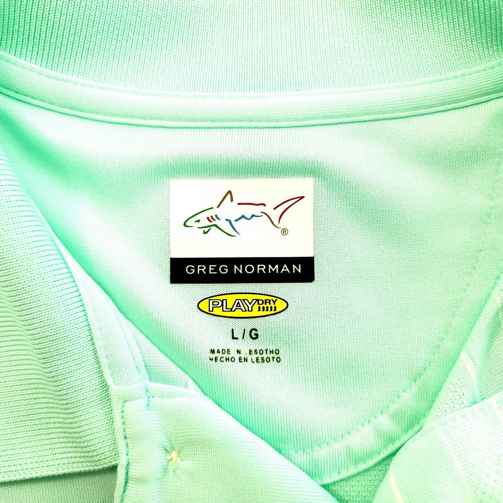 Greg Norman Greg Norman Large Play Dry Seafoam Green Striped Collared Po Size US L / EU 52-54 / 3 - 7 Thumbnail