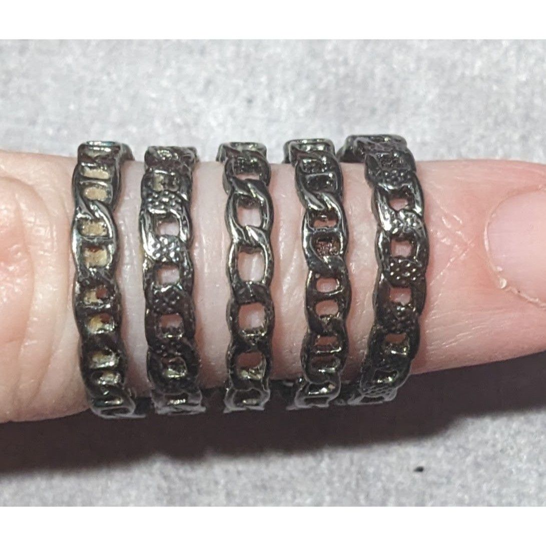 Other Grunge Punk Gunmetal Tone 5 Layer Chain Style Ring Size 5 1/ Size ONE SIZE - 11 Thumbnail