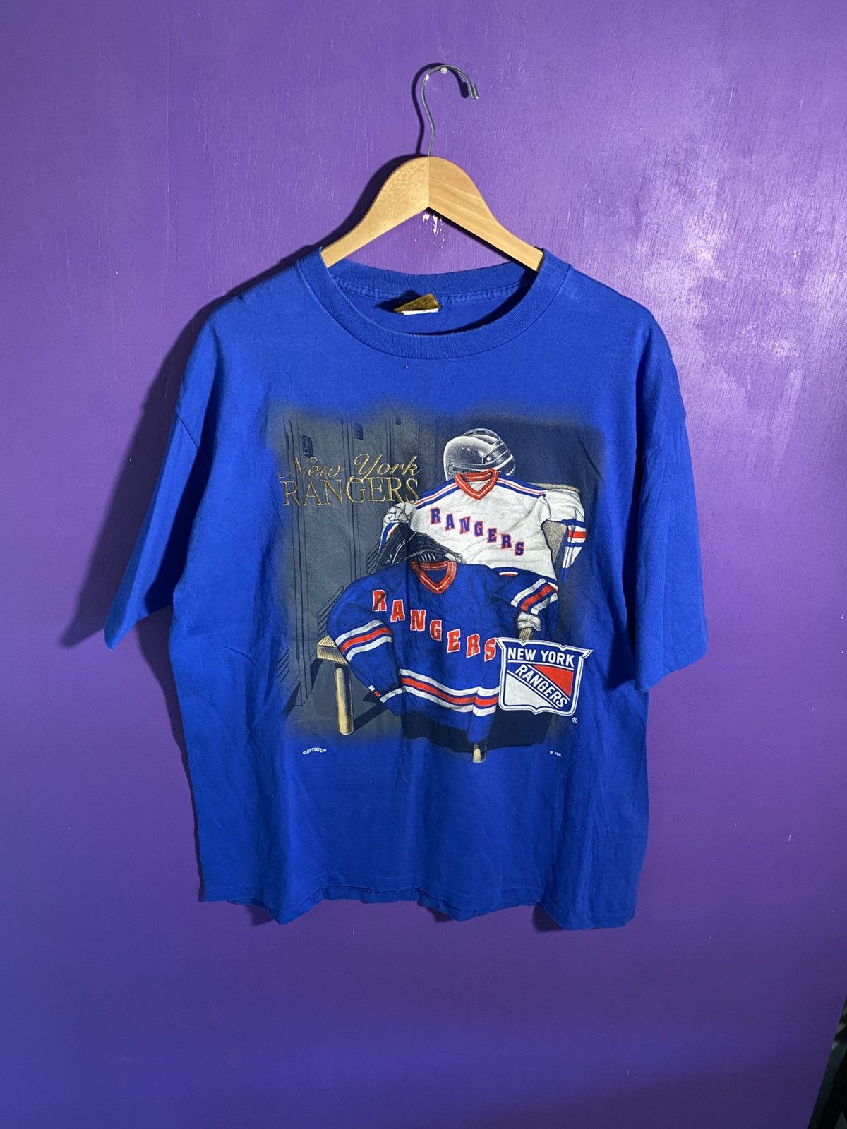 NHL × Nutmeg × Vintage Vintage 90s Nutmeg New York rangers gear t-shirt Size US XL / EU 56 / 4 - 1 Thumbnail