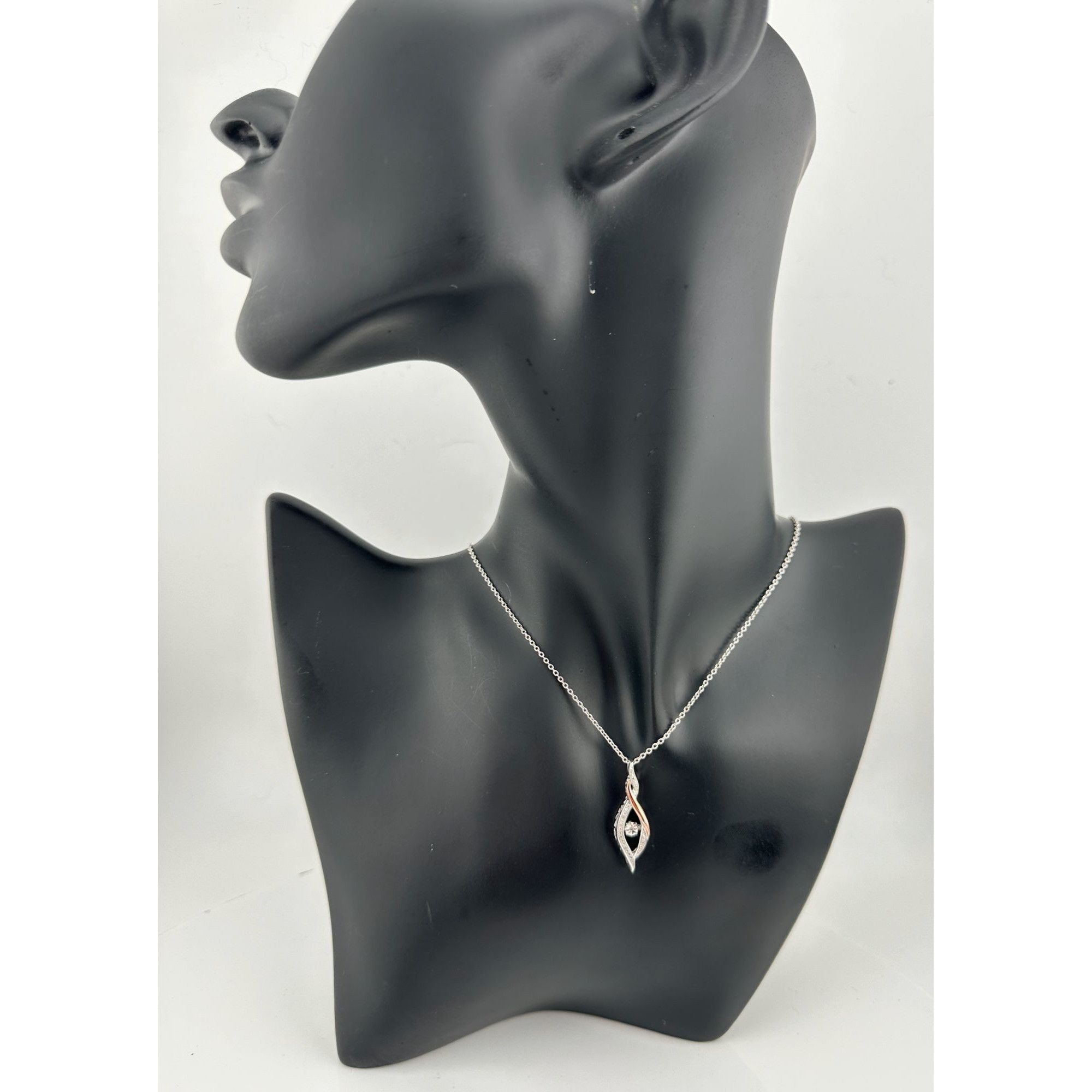 Other Twisted 10kt Rose Gold & Sterling Silver Diamond Necklace Size ONE SIZE - 9 Thumbnail