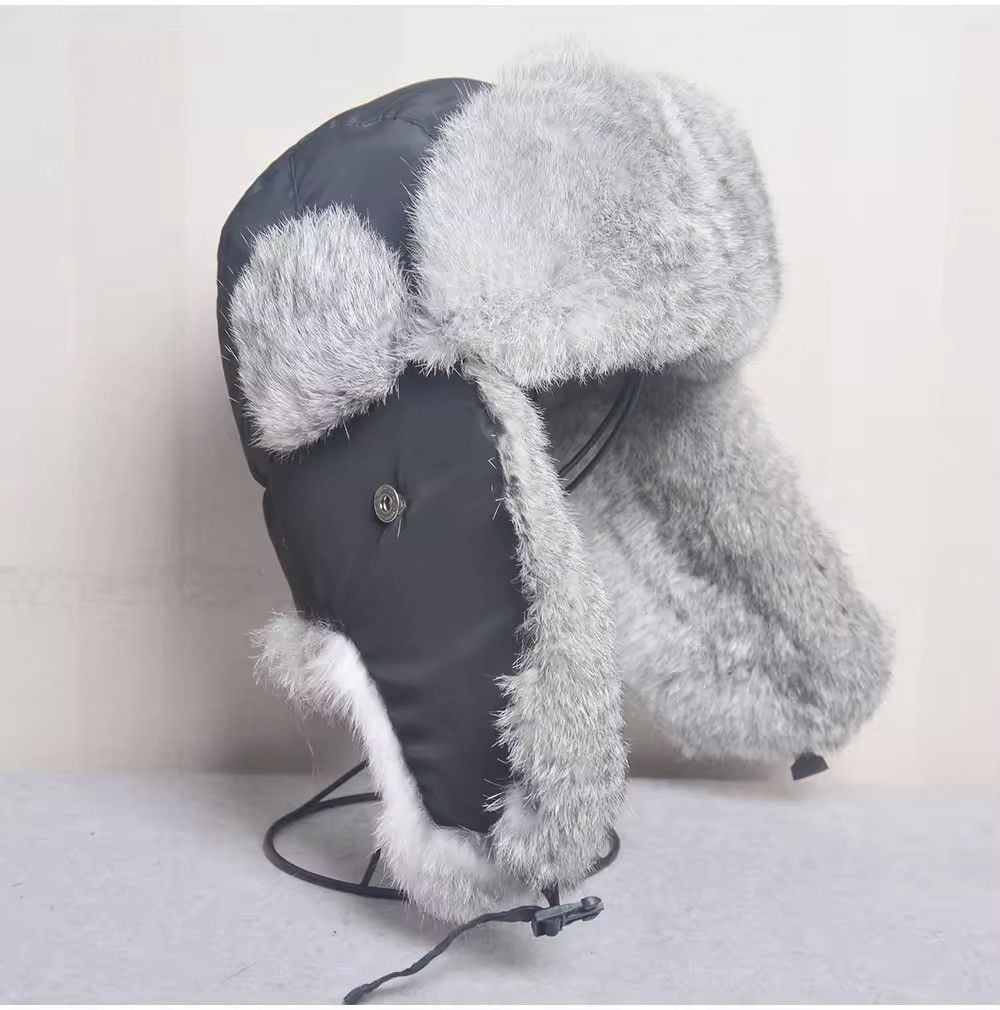 Japanese Brand Rabbit Fur Earflap Trapper Bomber Hat Size ONE SIZE - 1 Thumbnail