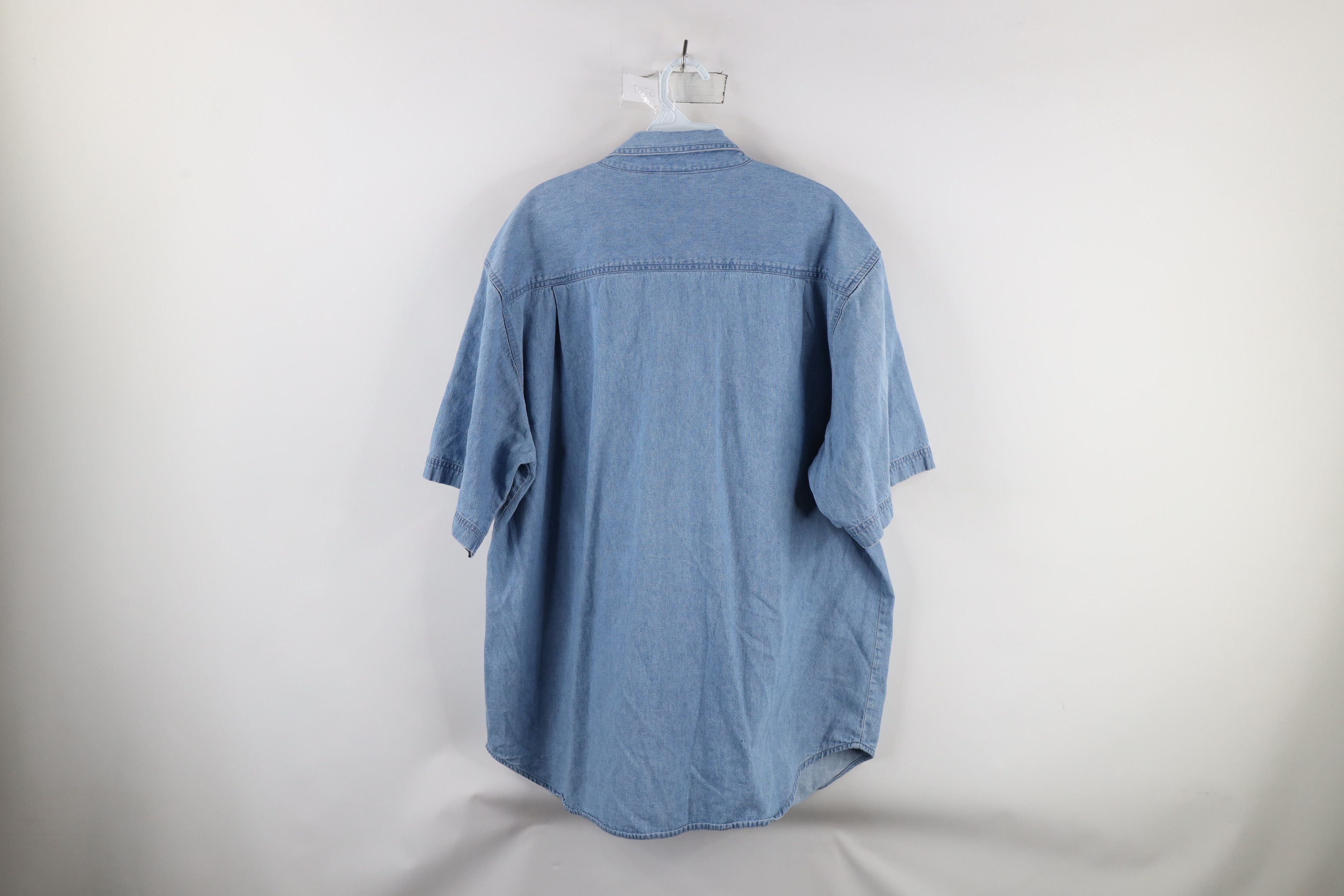 Vintage Vintage 90s Streetwear Short Sleeve Denim Jean Button Shirt Size US XXL / EU 58 / 5 - 10 Thumbnail