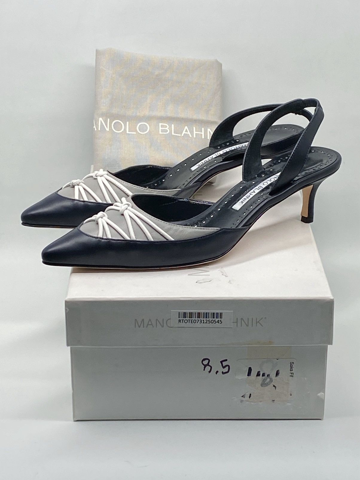 Manolo Blahnik Manolo Blahnik 50MM Leather Slingback Pumps size 37.5 Size US 7.5 / IT 37.5 - 10 Thumbnail