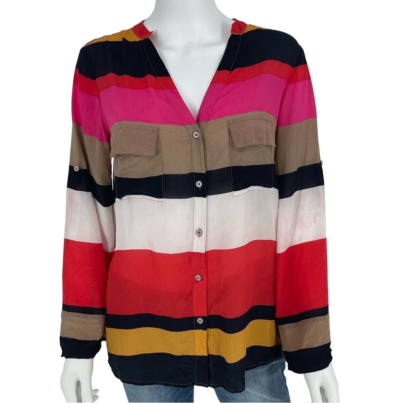 Anthropologie Anthropologie Maeve Small Button Up Multicolored Striped Size S / US 4 / IT 40 - 1 Thumbnail