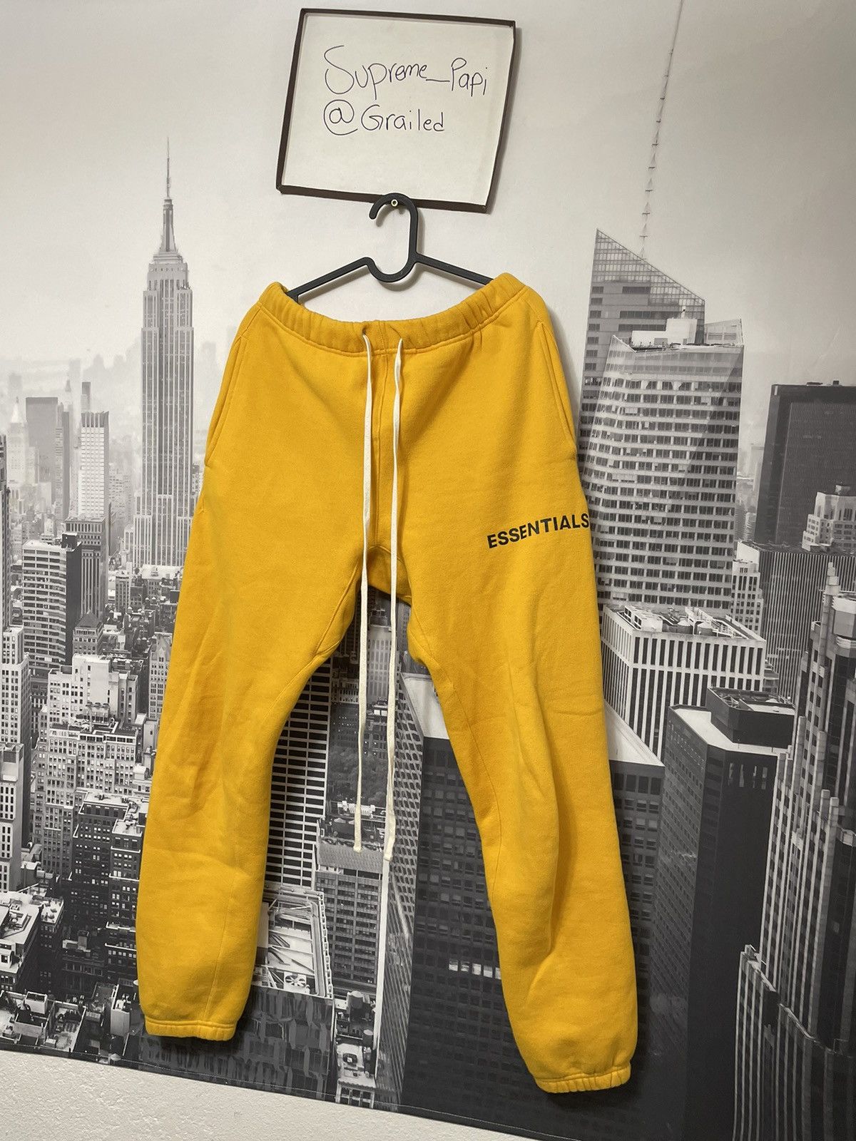 Essentials FOG Fear of God Fear of God Essentials Graphic Sweatpants Yellow SZ Small Grailed