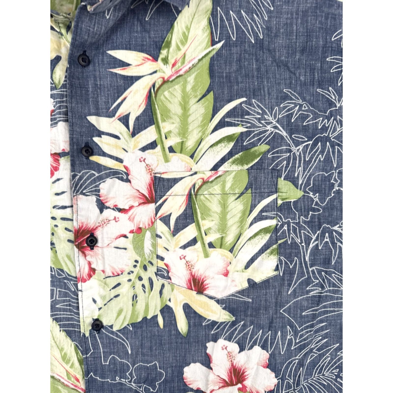 Cubavera Cubavera Shirt Men 2XL Floral Bird Of Paradise Button Hawaiian 100% Cotton Casual Travel Aloha Beach Resort Pattern Short Sleeve Blue Size US XXL / EU 58 / 5 - 6 Thumbnail