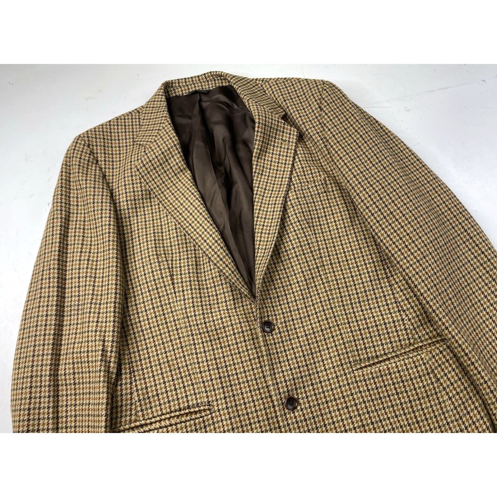 Banana Republic VINTAGE Banana Republic Mens Blazer Jacket Houndstooth Wool Blend 42R Notch Lapel Single-Breasted Twill Dry Clean Only Brown Regular Mens Size 42R - 2 Thumbnail