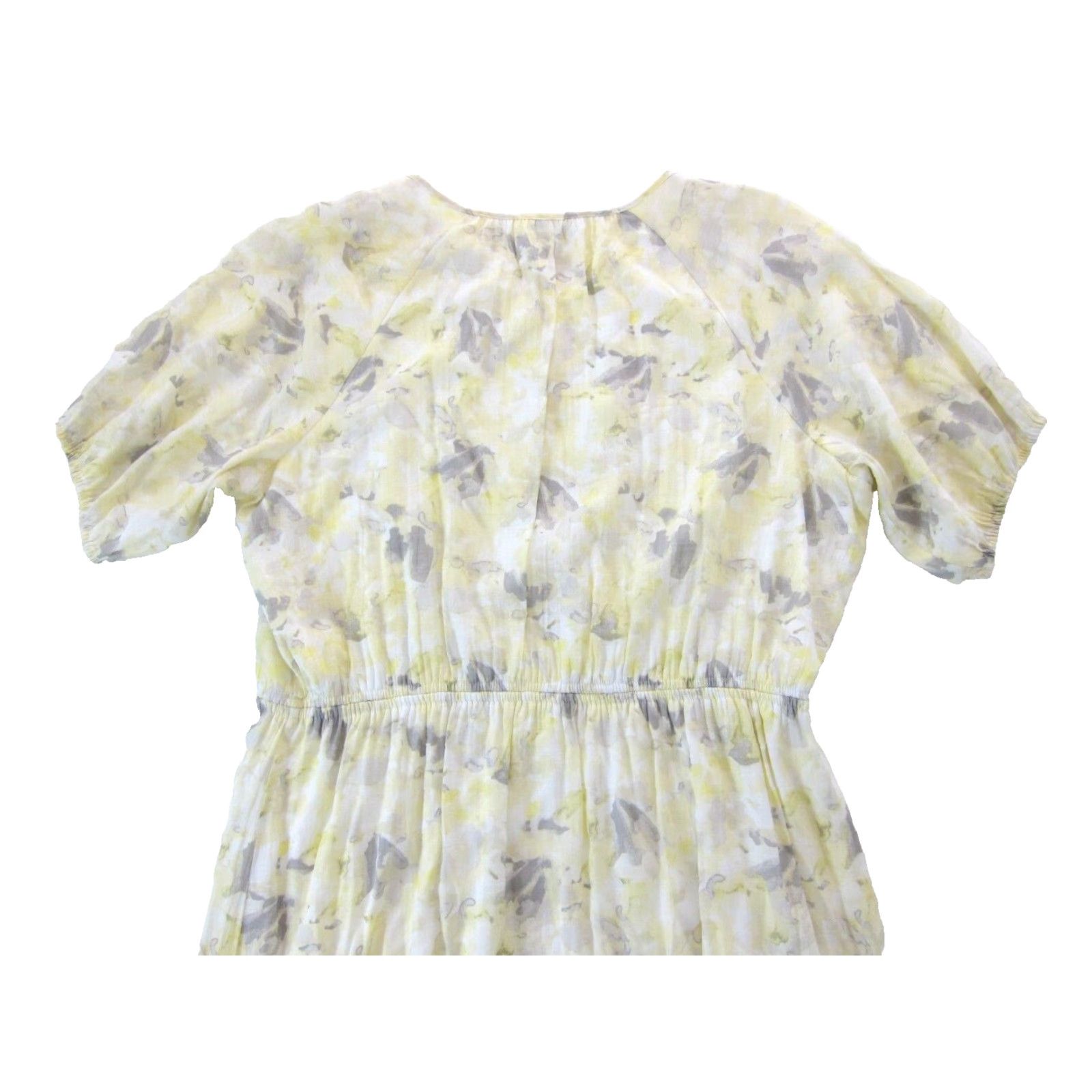 Nine West Nine West Yellow Floral Rayon Short Sleeve Maxi Dress Lined Large Women Size 36" / US 14 / IT 50 - 6 Thumbnail