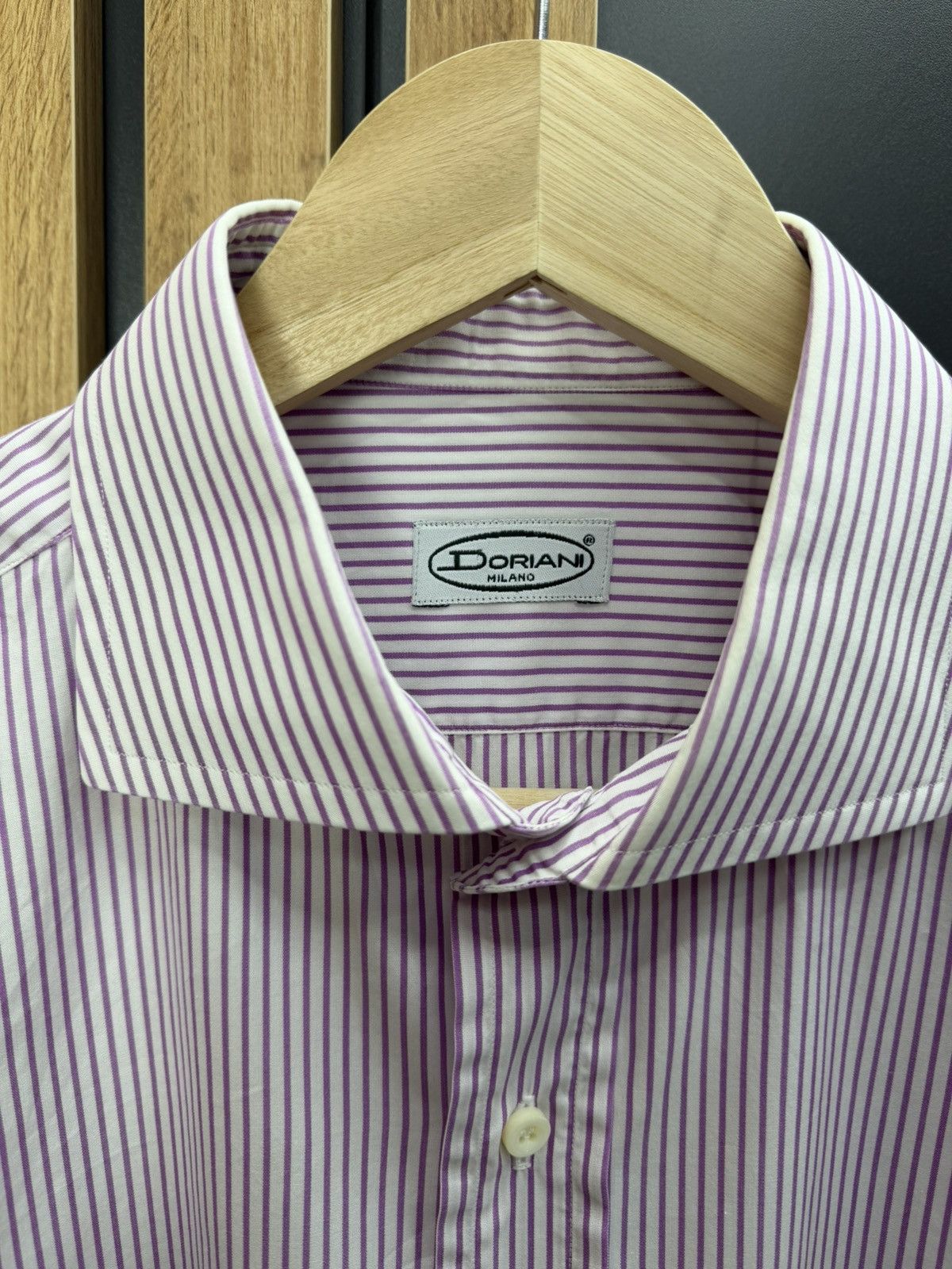 Doriani Doriani Milano Purple Striped Shirt Size 42 16 1/2 Size US L / EU 52-54 / 3 - 4 Thumbnail