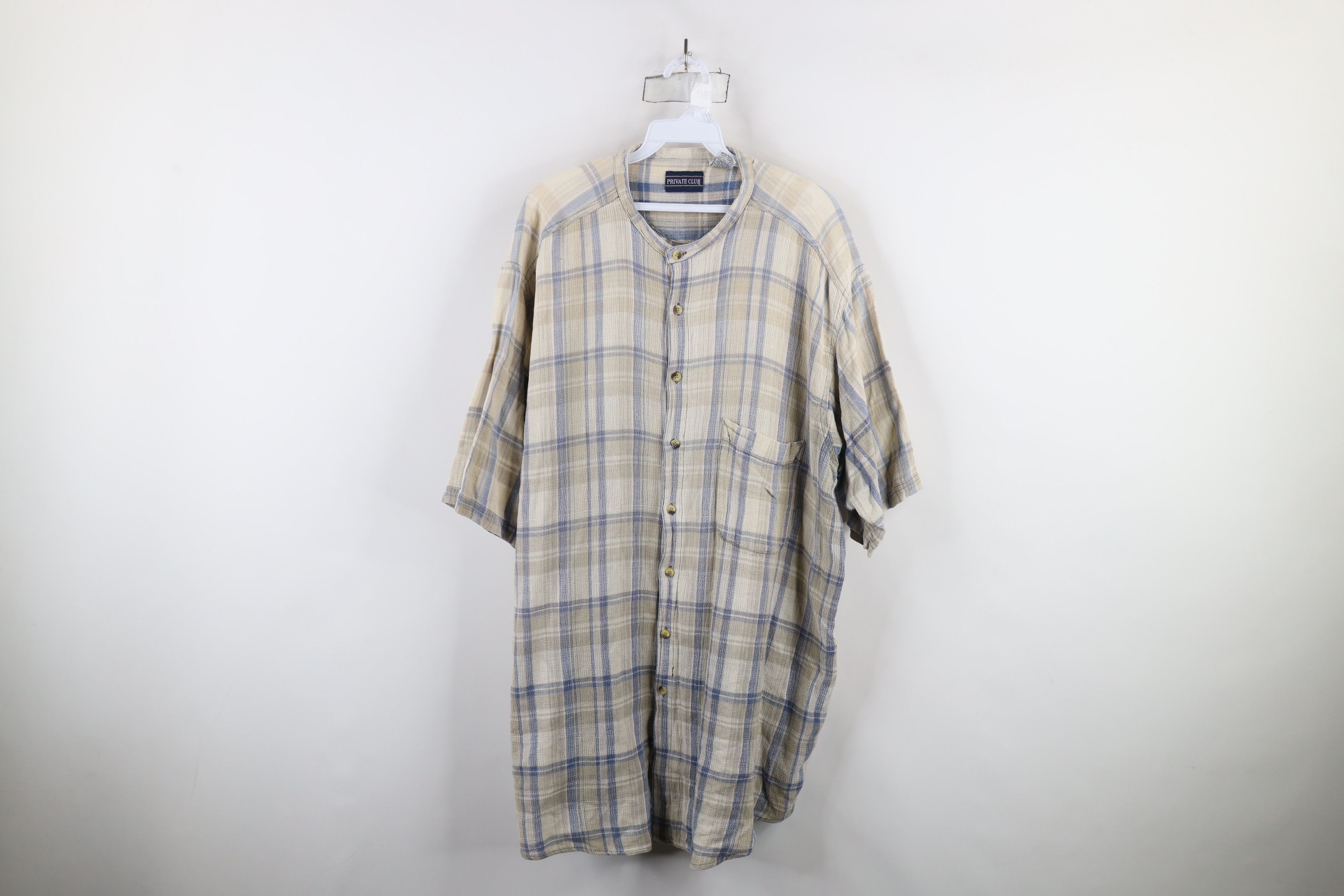 Vintage Vintage 90s Streetwear Cotton Knit Band Collar Button Shirt Size US XXL / EU 58 / 5 - 1 Thumbnail