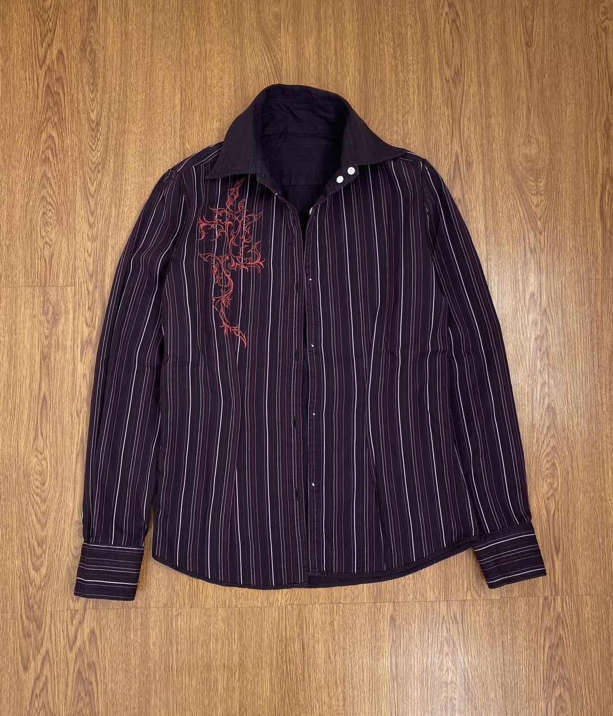 image of Tornado Mart Tribal Reversible Shirt in Dark Purple, Men's (Size Medium)