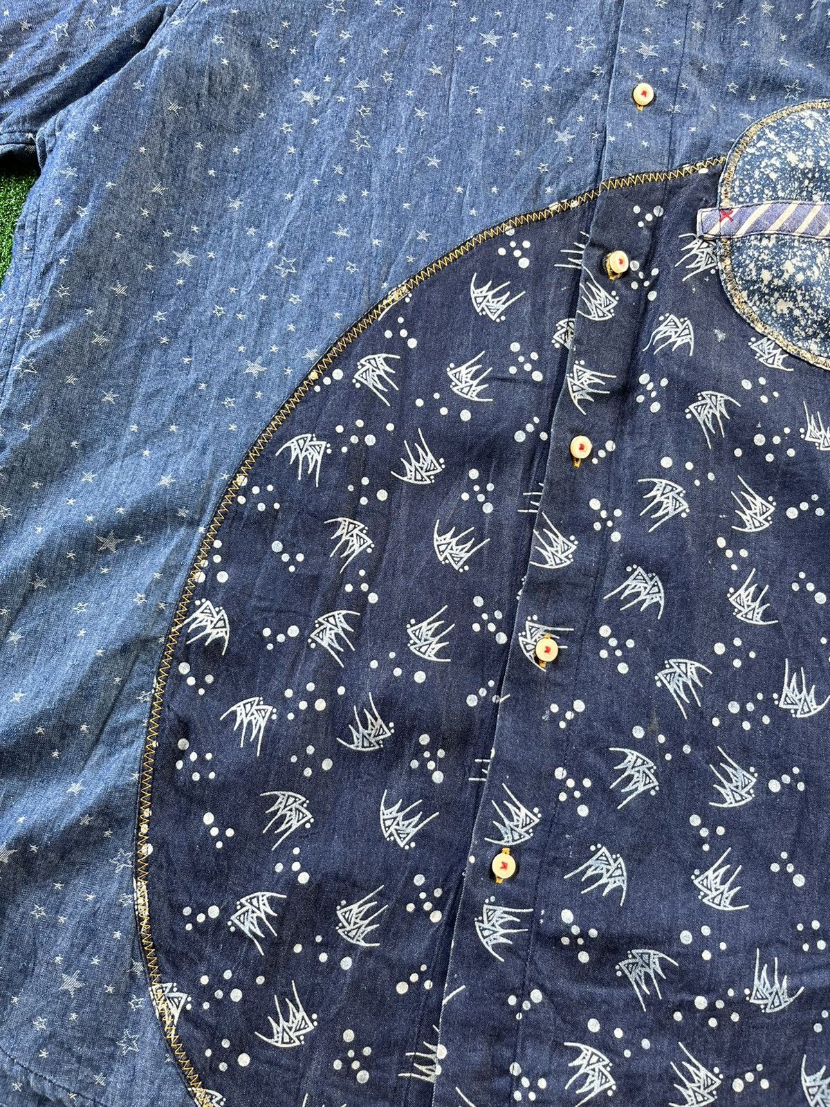 Japanese Brand × Vintage RARE Kawatani Kapital Patchwork Inspired Button Up Shirts Size US XXL / EU 58 / 5 - 7 Thumbnail
